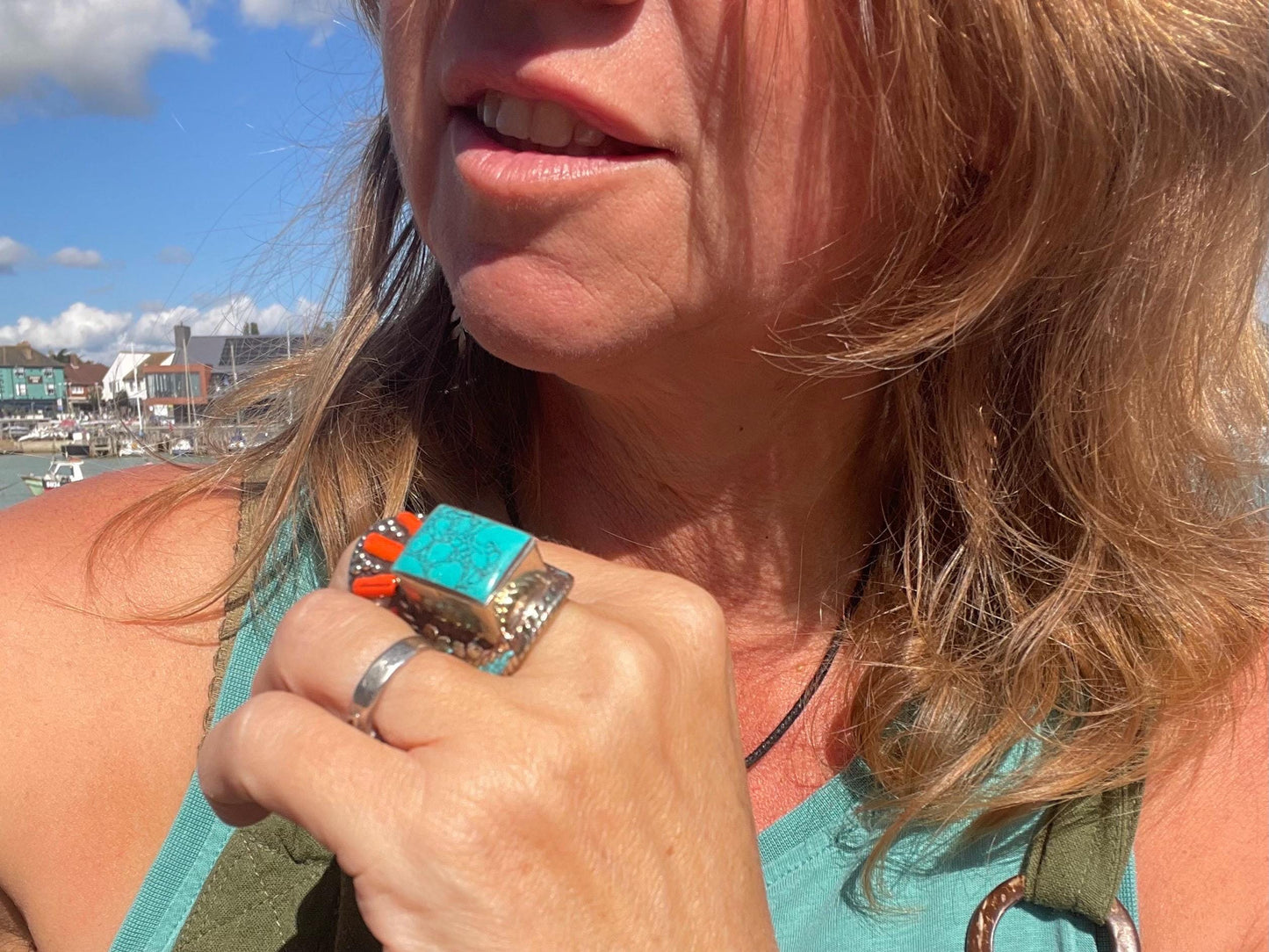 Vintage ring, vintage jewellery, ethical jewellery, gypsy ring. Gypsy jewellery, large ring, statement ring, turquoise ring, blue ring
