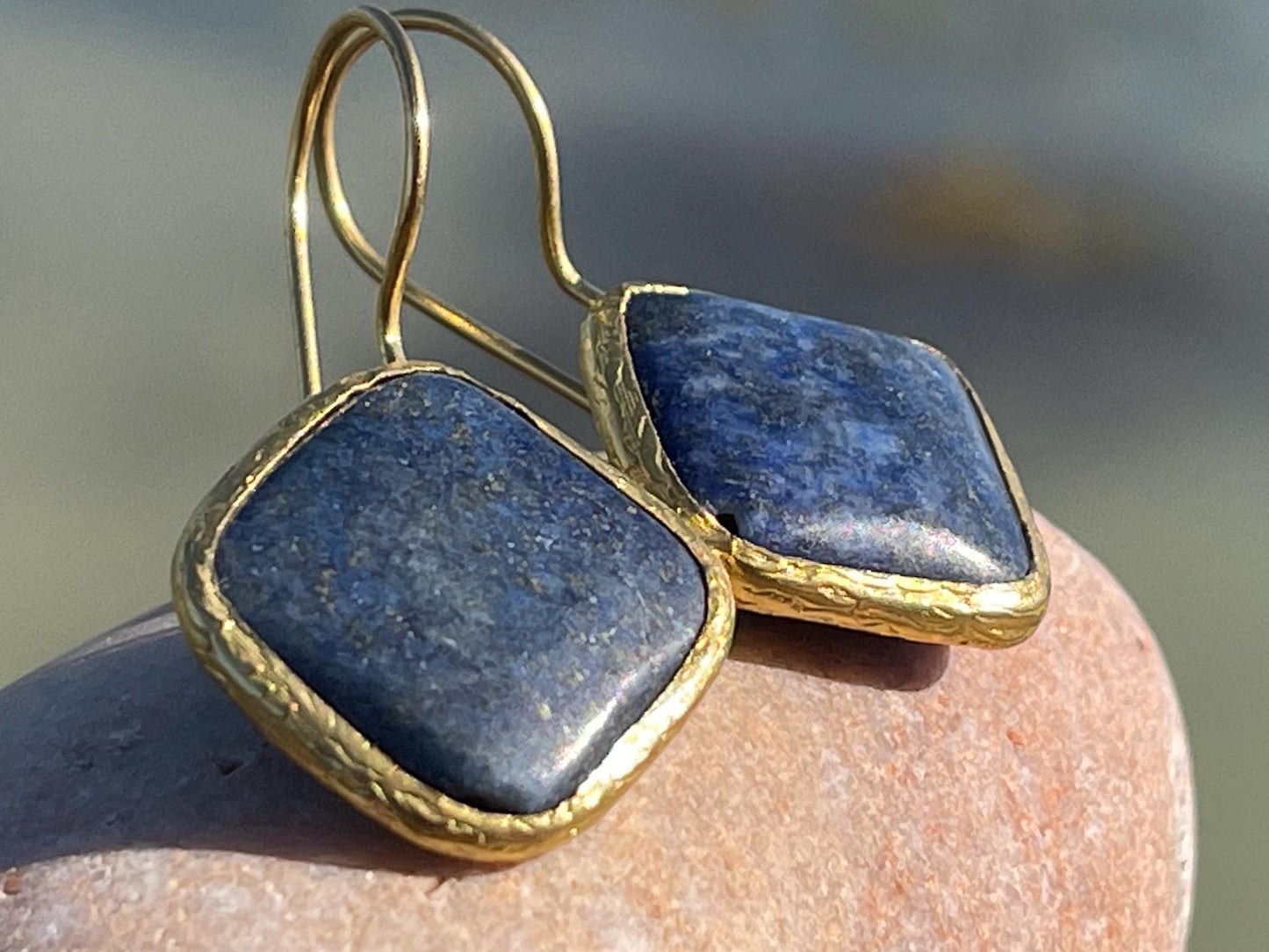 Vintage earrings, eco friendly earrings, ethical jewellery, lapis earrings, lapis jewellery. Retro earrings, boho earrings, gift for her