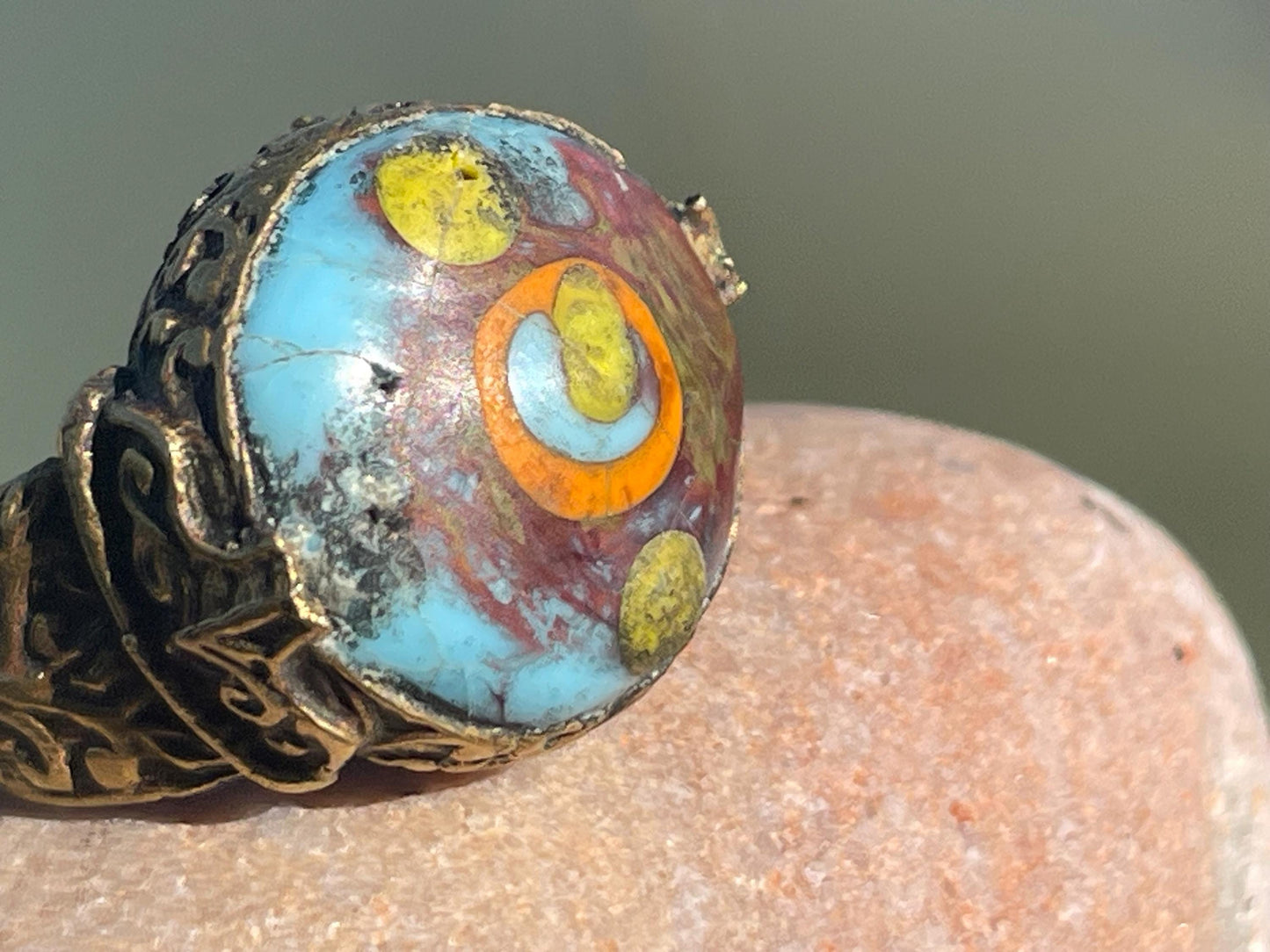Fabulous vintage ring, large blue ring, boho vintage jewellery, ethical jewellery, gypsy ring. Gypsy jewellery, statement jewellery