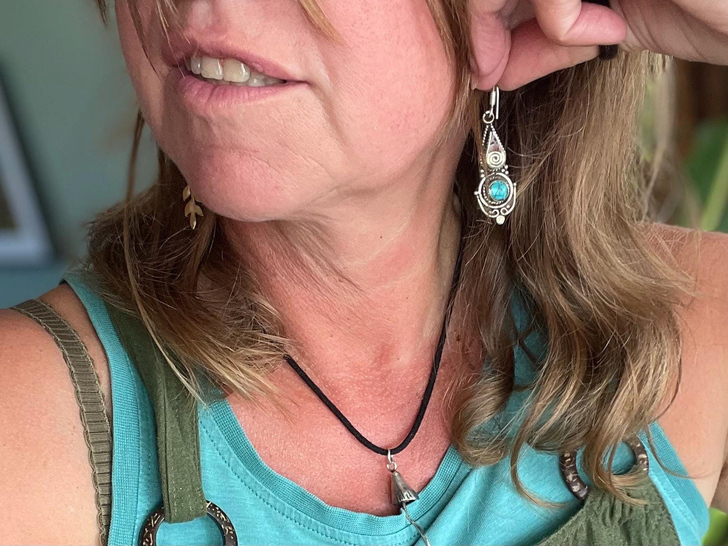 Vintage turquoise & lapis earrings, turquoise jewellery, ethical jewellery, gypsy earrings. Eco friendly jewellery. Ethical jewellery.