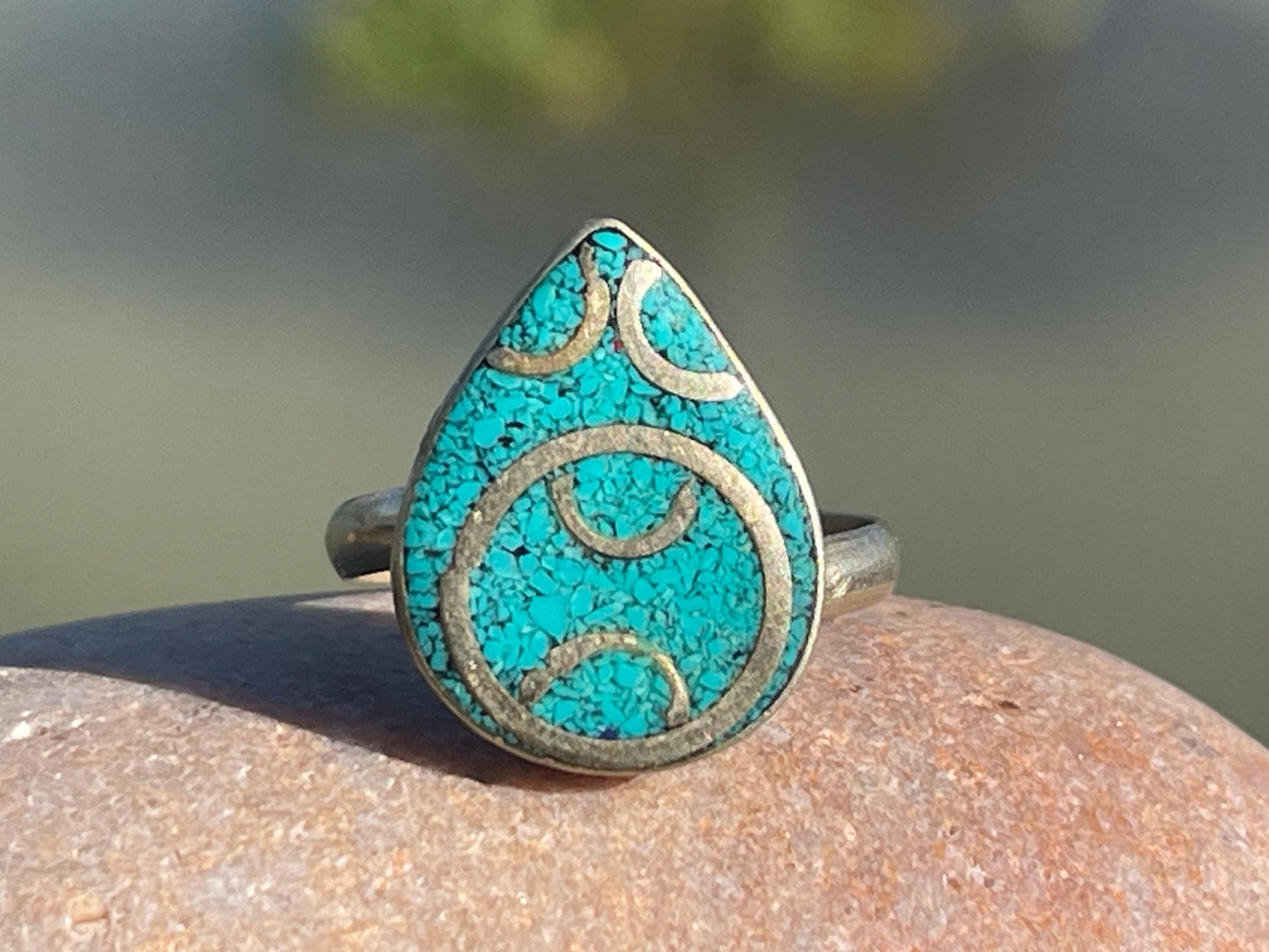 Ethically sourced turquoise ring. Unique gift for her, romantic gift, blue gemstone ring, ethical jewellery, handmade ring, boho ring