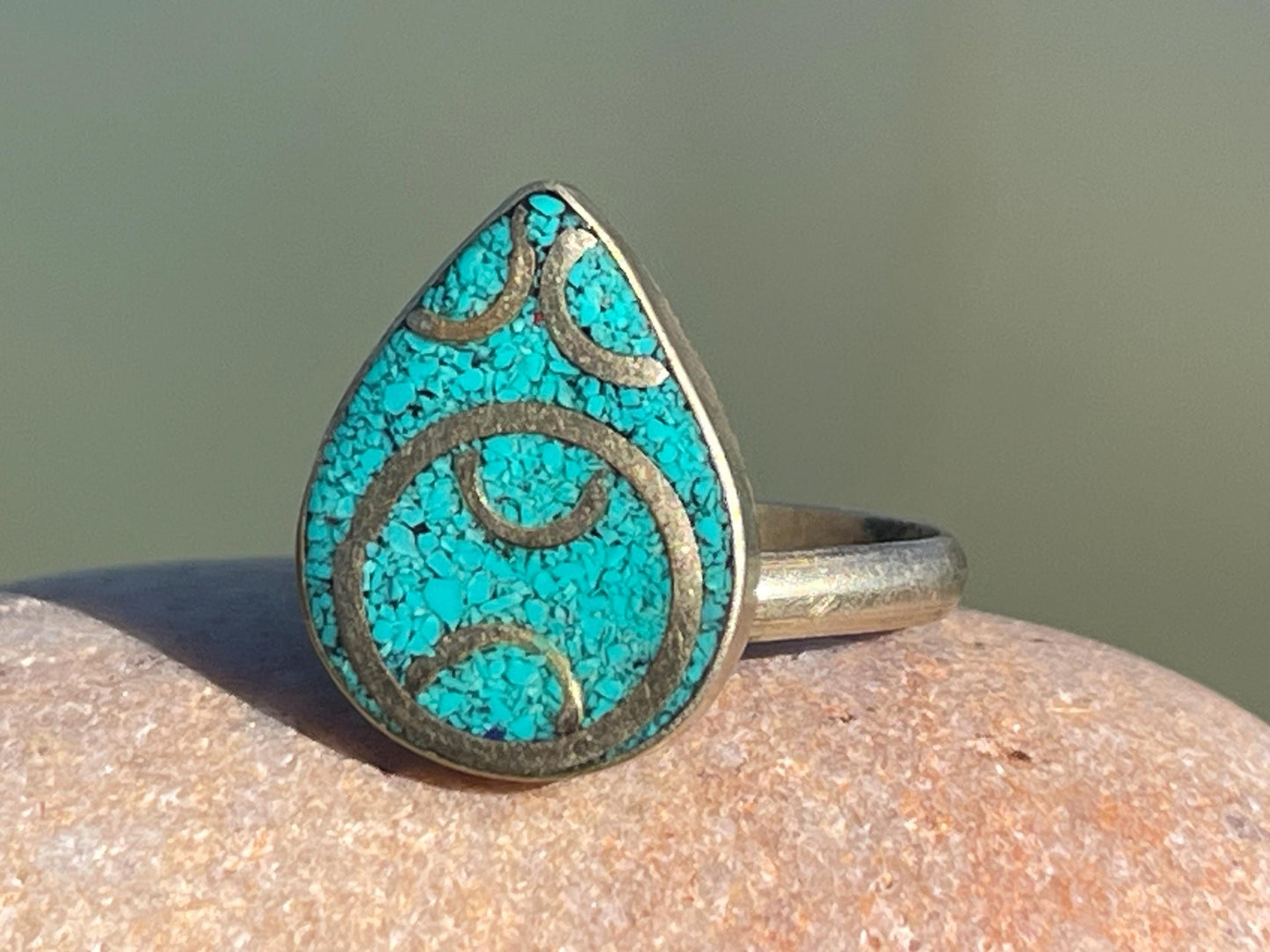 Ethically sourced turquoise ring. Unique gift for her, romantic gift, blue gemstone ring, ethical jewellery, handmade ring, boho ring