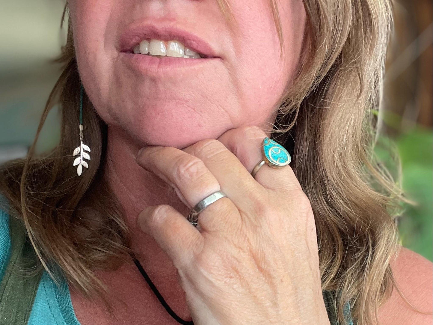 Ethically sourced turquoise ring. Unique gift for her, romantic gift, blue gemstone ring, ethical jewellery, handmade ring, boho ring