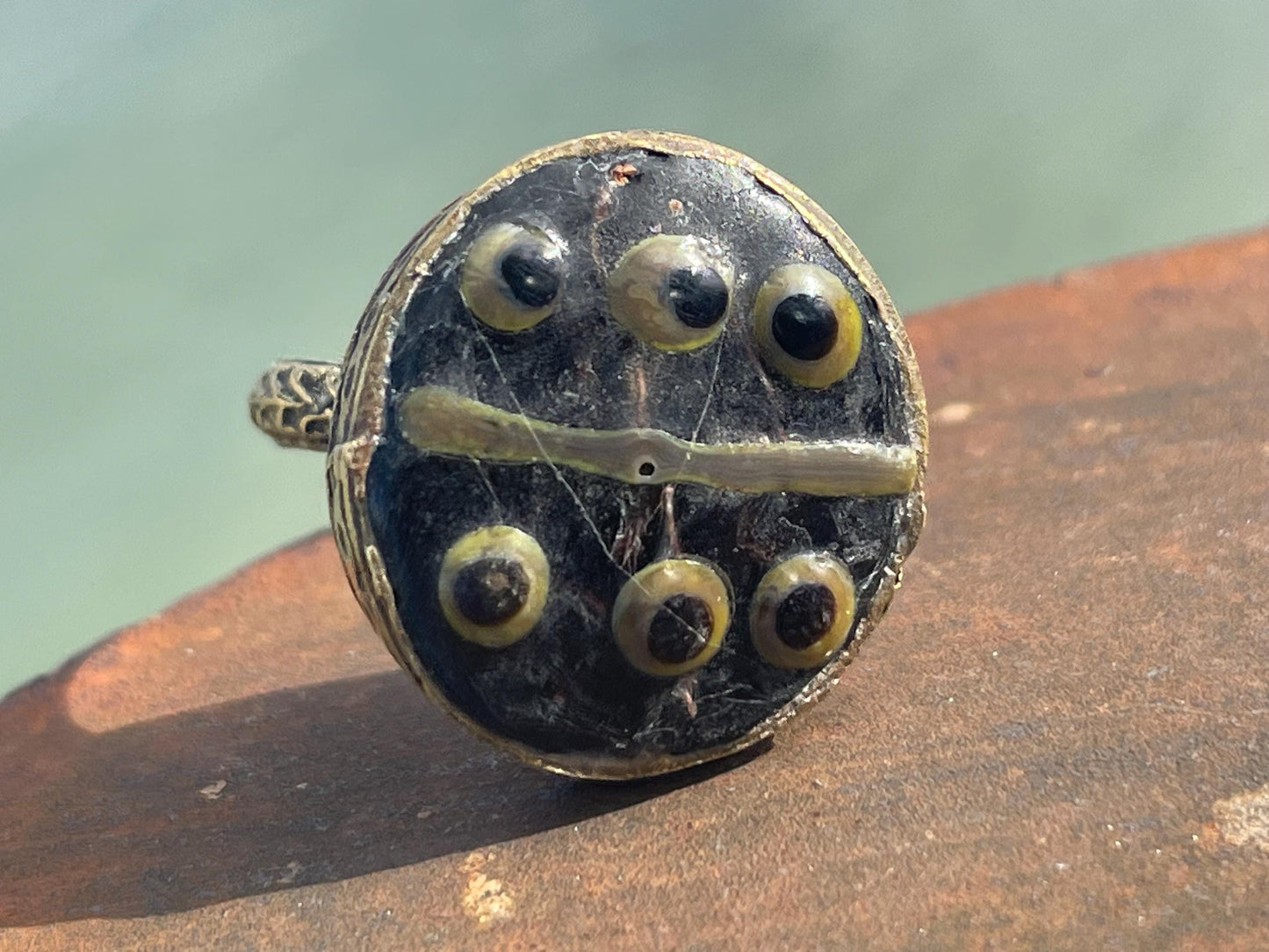 Fabulous vintage ring, large black ring, boho vintage jewellery, ethical jewellery, gypsy ring. Gypsy jewellery, statement jewellery