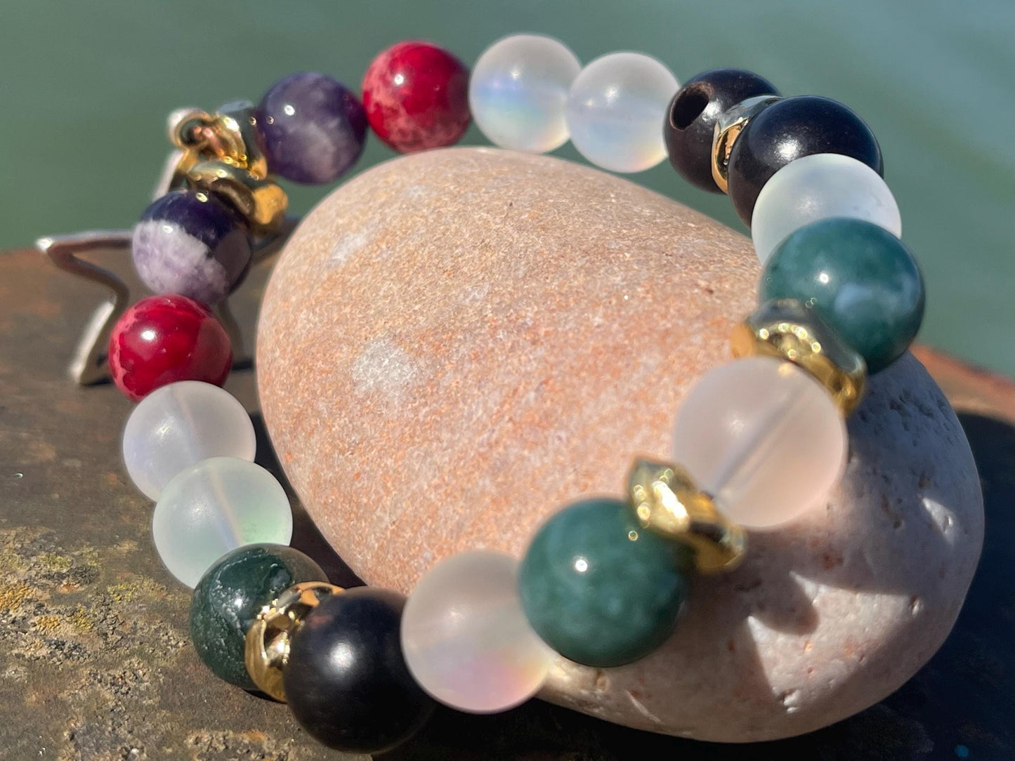 Mixed gemstone bracelet, handmade bracelet, lapis bracelet, turquoise bracelet, handmade bracelet, boho bracelet, carnelian bracelet