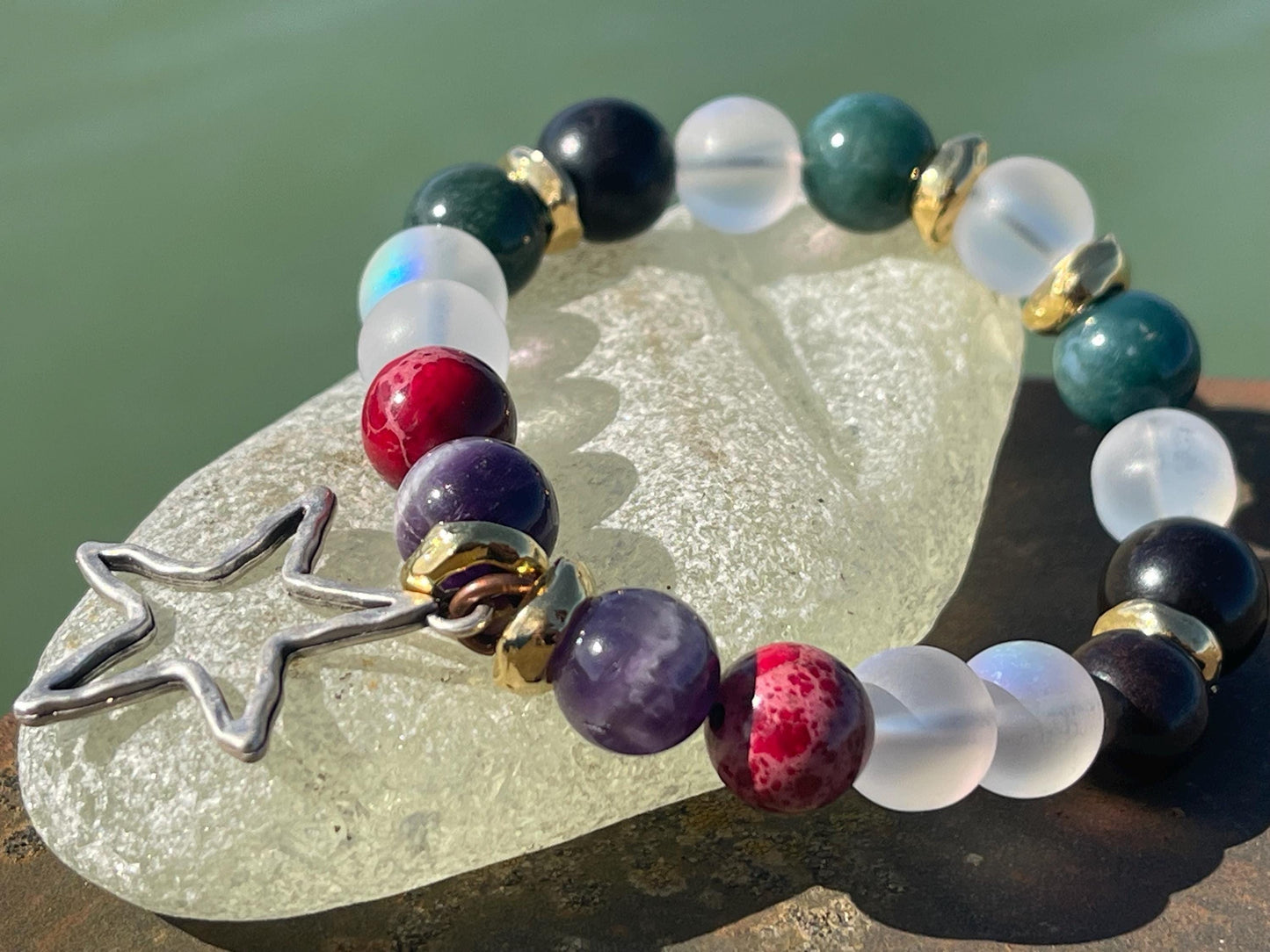 Mixed gemstone bracelet, handmade bracelet, lapis bracelet, turquoise bracelet, handmade bracelet, boho bracelet, carnelian bracelet