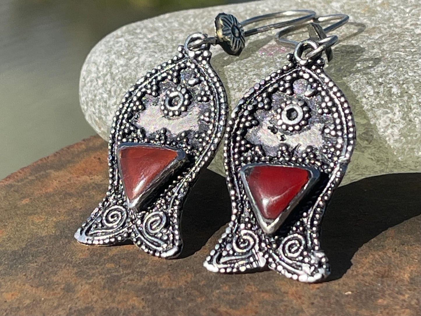 Gypsy jewellery, vintage fish earrings, silver fish earrings, vintage fish jewellery, ethical jewellery, gypsy earrings, unusual gift ideas