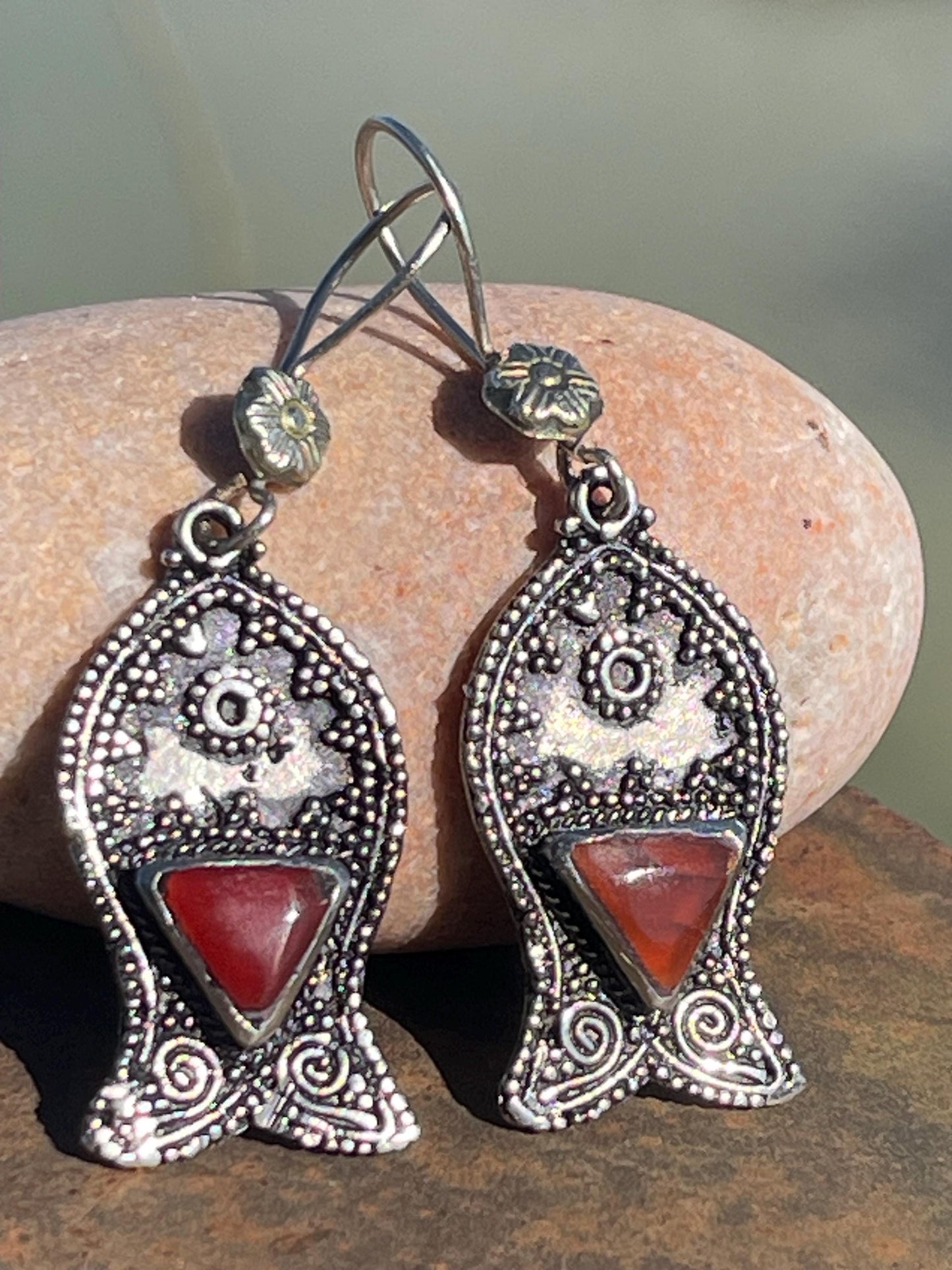 Gypsy jewellery, vintage fish earrings, silver fish earrings, vintage fish jewellery, ethical jewellery, gypsy earrings, unusual gift ideas