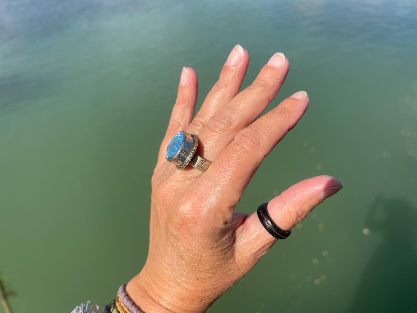 Fabulous vintage ring, large blue ring, boho vintage jewellery, ethical jewellery, gypsy ring. Gypsy jewellery, statement jewellery