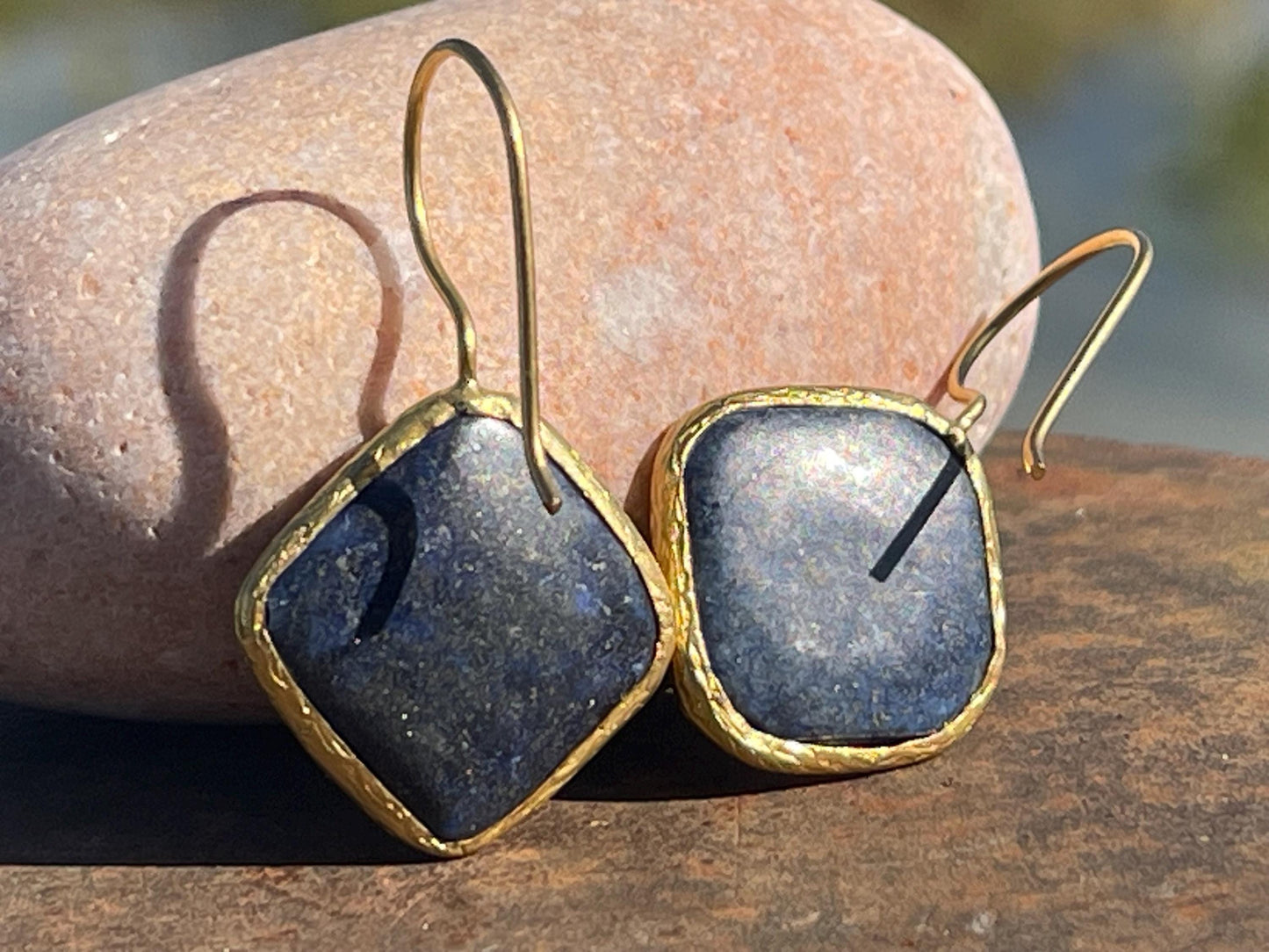 Vintage earrings, eco friendly earrings, ethical jewellery, lapis earrings, lapis jewellery. Retro earrings, boho earrings, gift for her
