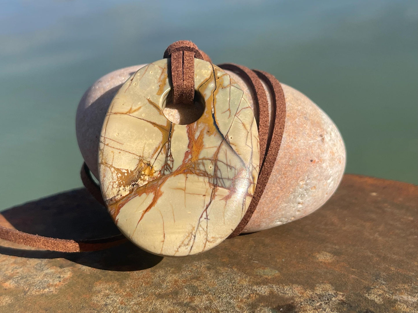 Picasso jasper gemstone necklace. Ethical jewellery, orange gemstone pendants. Stunning unique jewellery. Unique gifts. Unique earrings.