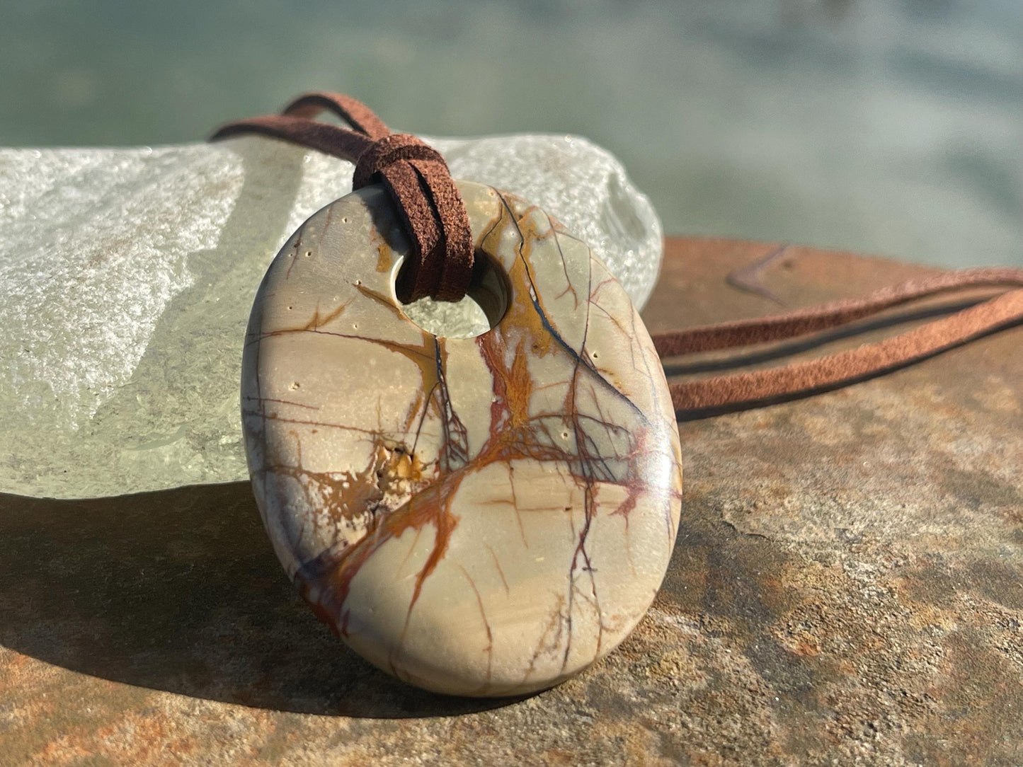 Picasso jasper gemstone necklace. Ethical jewellery, orange gemstone pendants. Stunning unique jewellery. Unique gifts. Unique earrings.