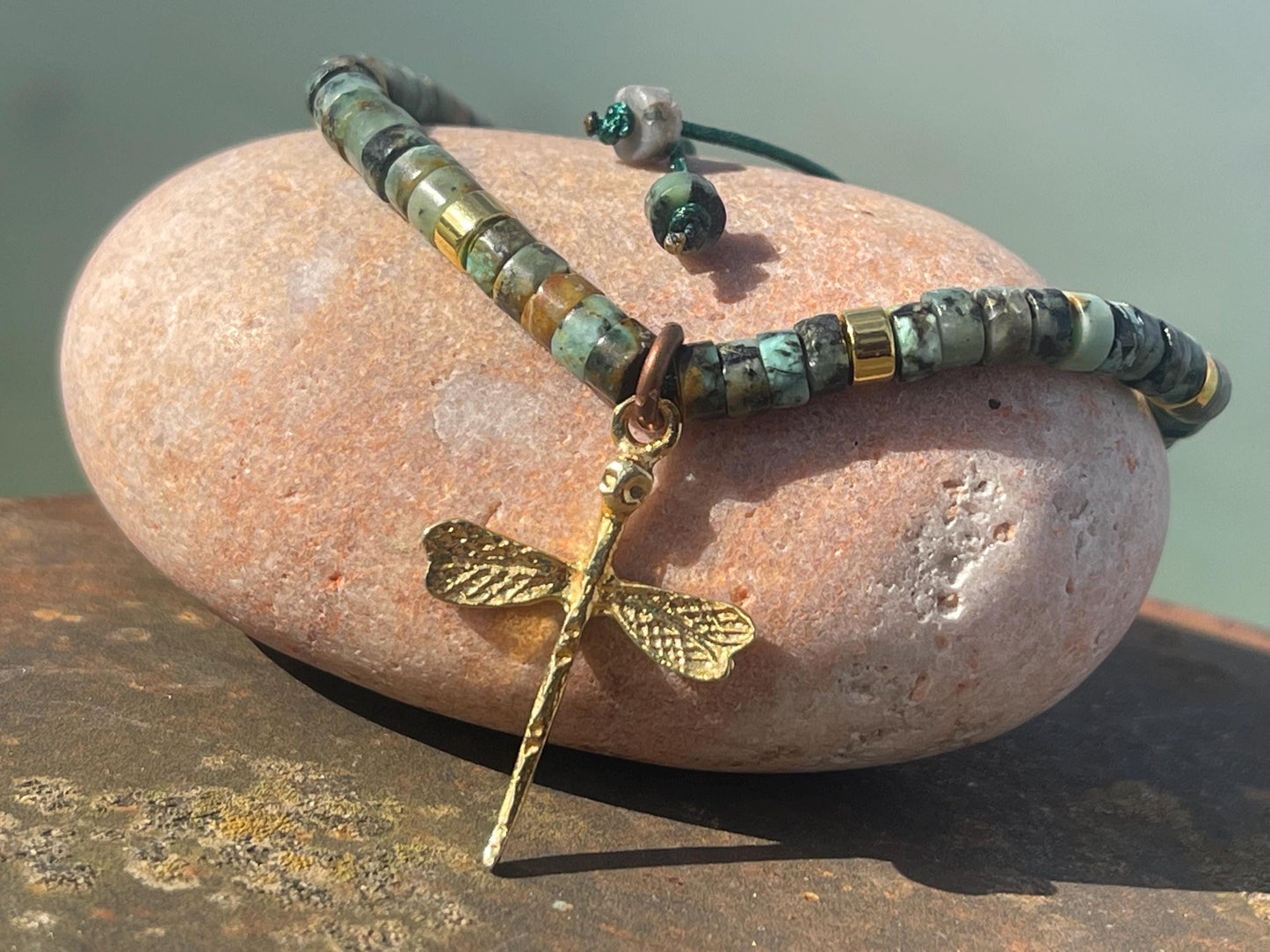 Adjustable Picasso jasper gemstone bracelet, handmade bracelet. Orange bracelet. Ethical jewellery, handmade unique jewellery.