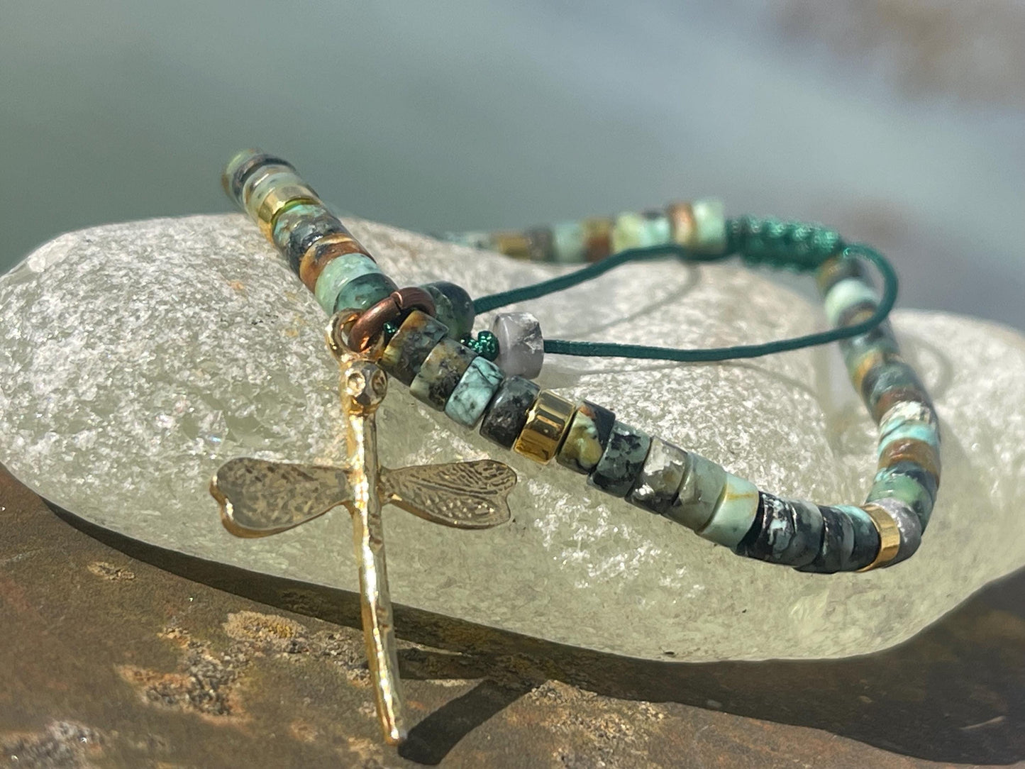 Adjustable Picasso jasper gemstone bracelet, handmade bracelet. Orange bracelet. Ethical jewellery, handmade unique jewellery.