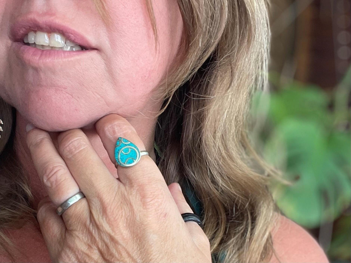 Ethically sourced turquoise ring. Unique gift for her, romantic gift, blue gemstone ring, ethical jewellery, handmade ring, boho ring