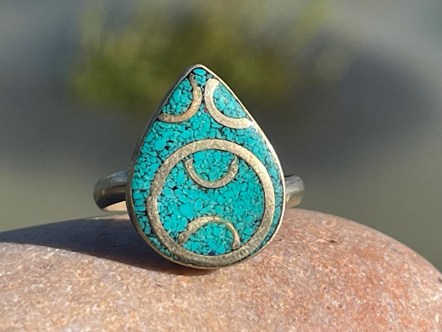 Ethically sourced turquoise ring. Unique gift for her, romantic gift, blue gemstone ring, ethical jewellery, handmade ring, boho ring