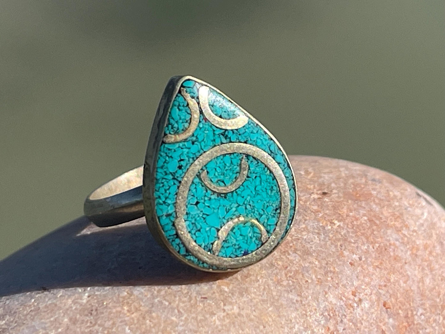 Ethically sourced turquoise ring. Unique gift for her, romantic gift, blue gemstone ring, ethical jewellery, handmade ring, boho ring