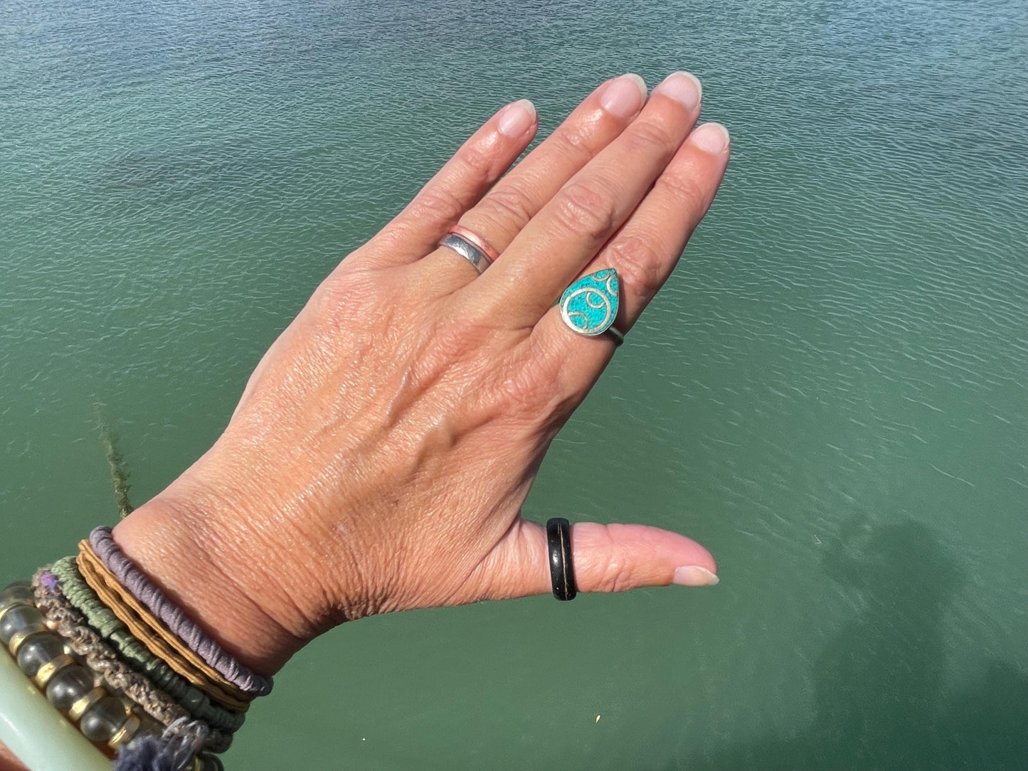 Ethically sourced turquoise ring. Unique gift for her, romantic gift, blue gemstone ring, ethical jewellery, handmade ring, boho ring