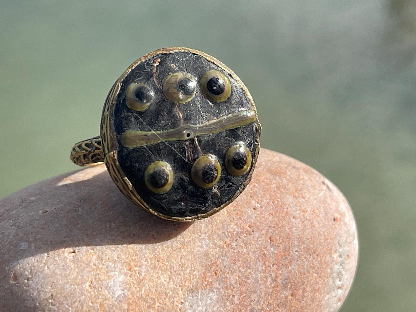 Fabulous vintage ring, large black ring, boho vintage jewellery, ethical jewellery, gypsy ring. Gypsy jewellery, statement jewellery