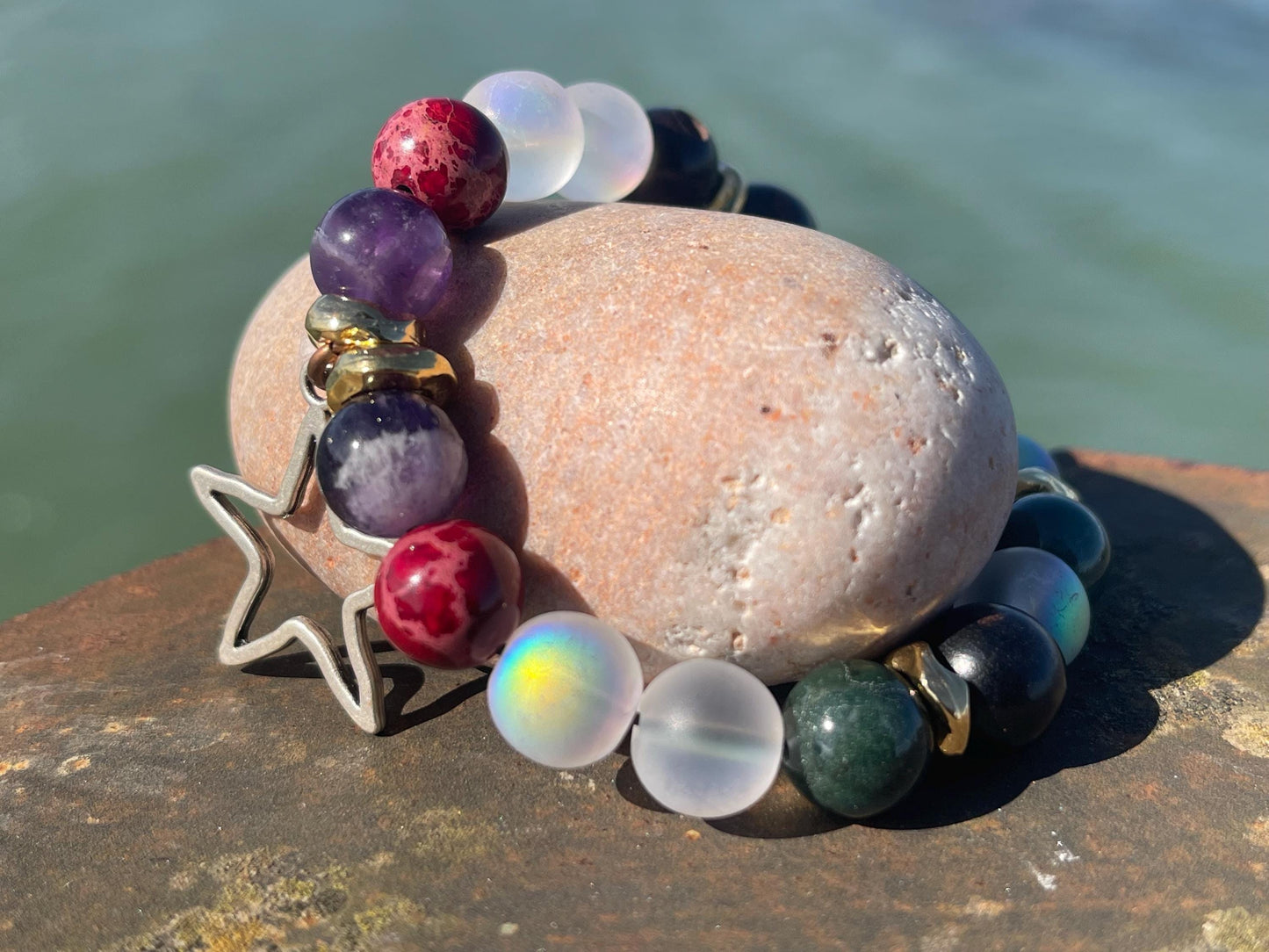 Mixed gemstone bracelet, handmade bracelet, lapis bracelet, turquoise bracelet, handmade bracelet, boho bracelet, carnelian bracelet