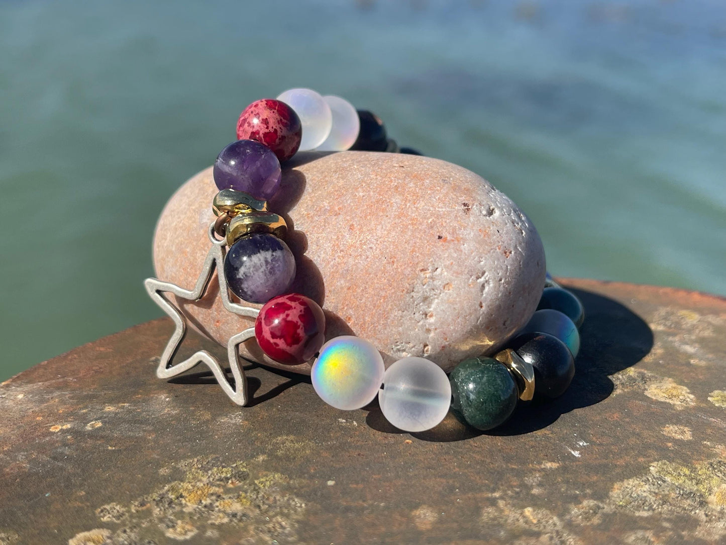 Mixed gemstone bracelet, handmade bracelet, lapis bracelet, turquoise bracelet, handmade bracelet, boho bracelet, carnelian bracelet