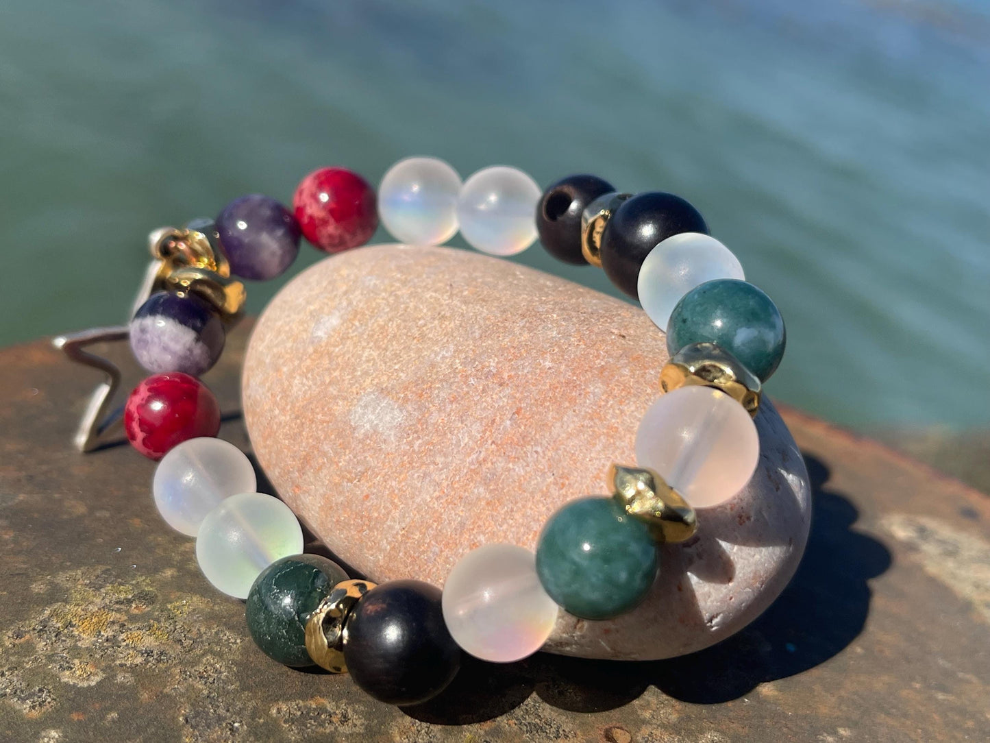 Mixed gemstone bracelet, handmade bracelet, lapis bracelet, turquoise bracelet, handmade bracelet, boho bracelet, carnelian bracelet
