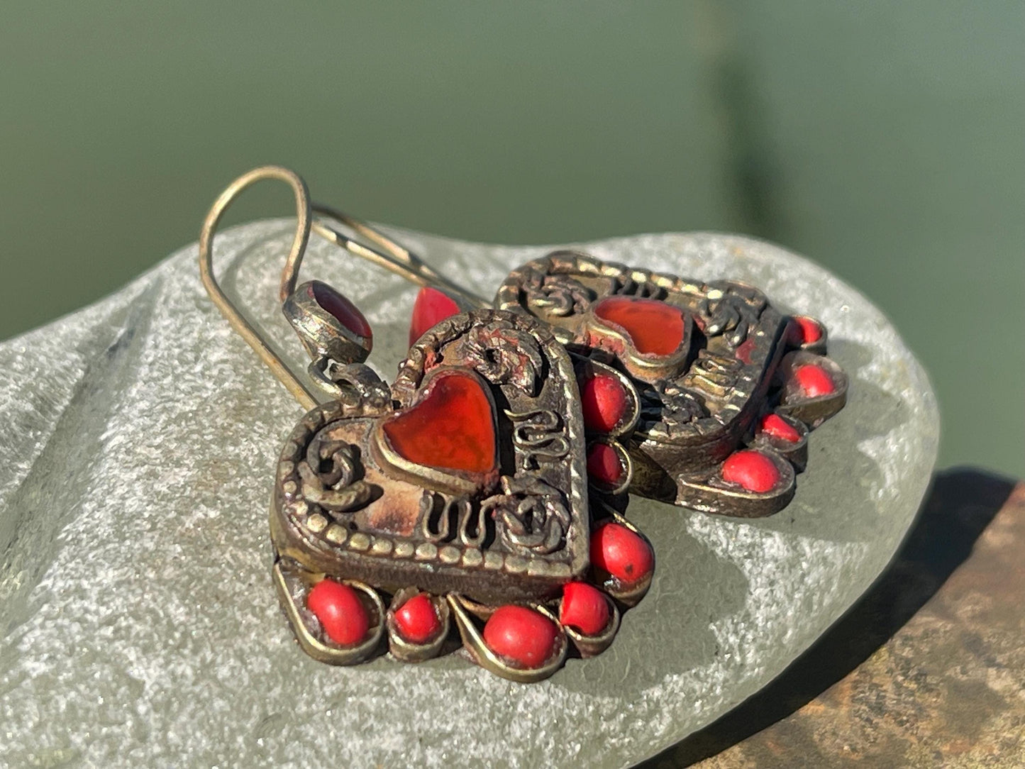 Gypsy jewellery, vintage heart earrings, heart jewellery, ethical jewellery, gypsy earrings, romantic gifts, eco friendly jewellery