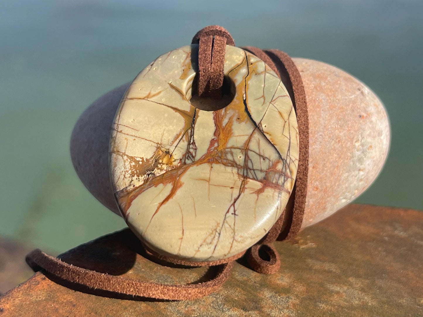 Picasso jasper gemstone necklace. Ethical jewellery, orange gemstone pendants. Stunning unique jewellery. Unique gifts. Unique earrings.