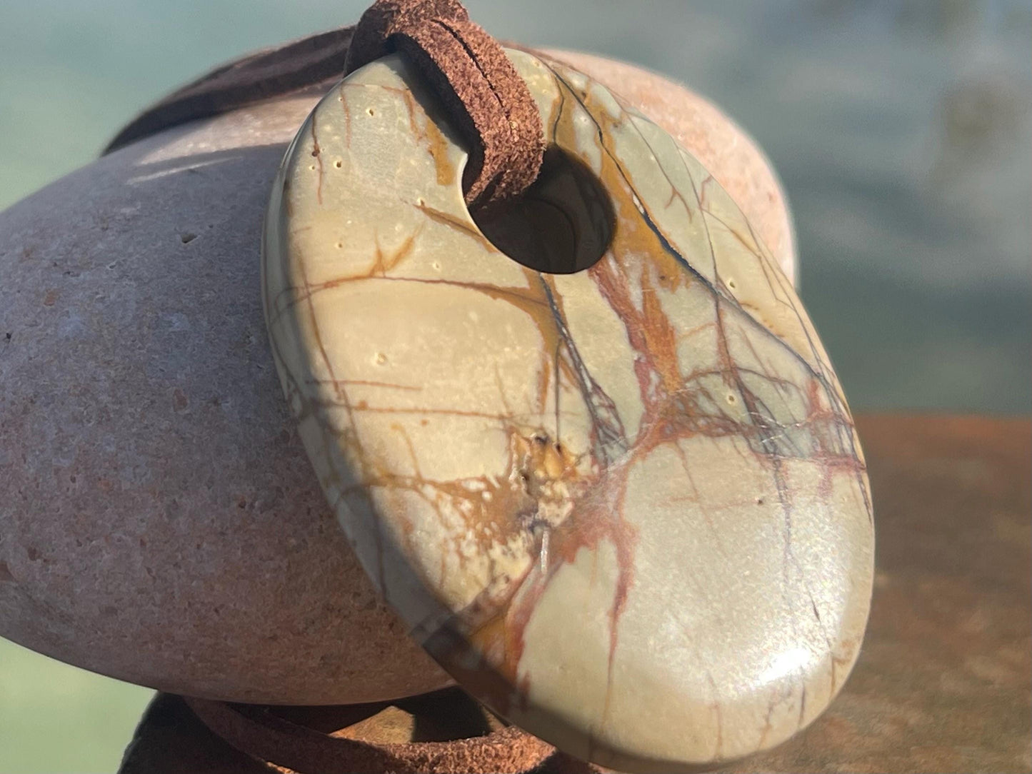 Picasso jasper gemstone necklace. Ethical jewellery, orange gemstone pendants. Stunning unique jewellery. Unique gifts. Unique earrings.