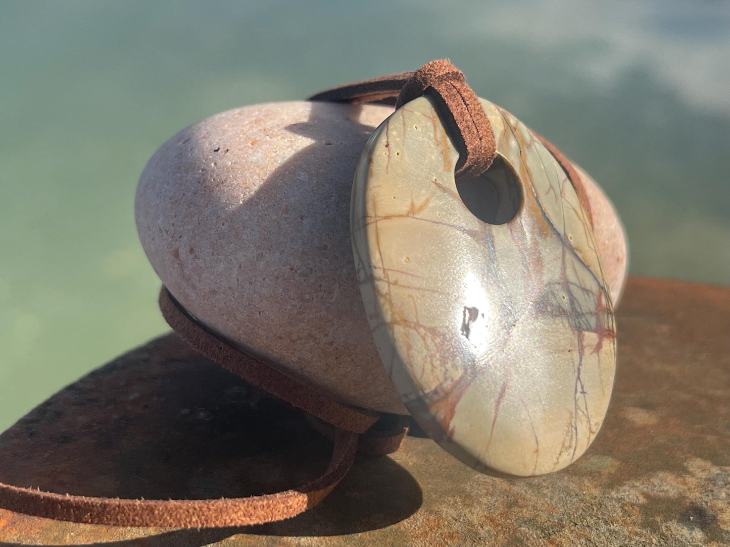 Picasso jasper gemstone necklace. Ethical jewellery, orange gemstone pendants. Stunning unique jewellery. Unique gifts. Unique earrings.