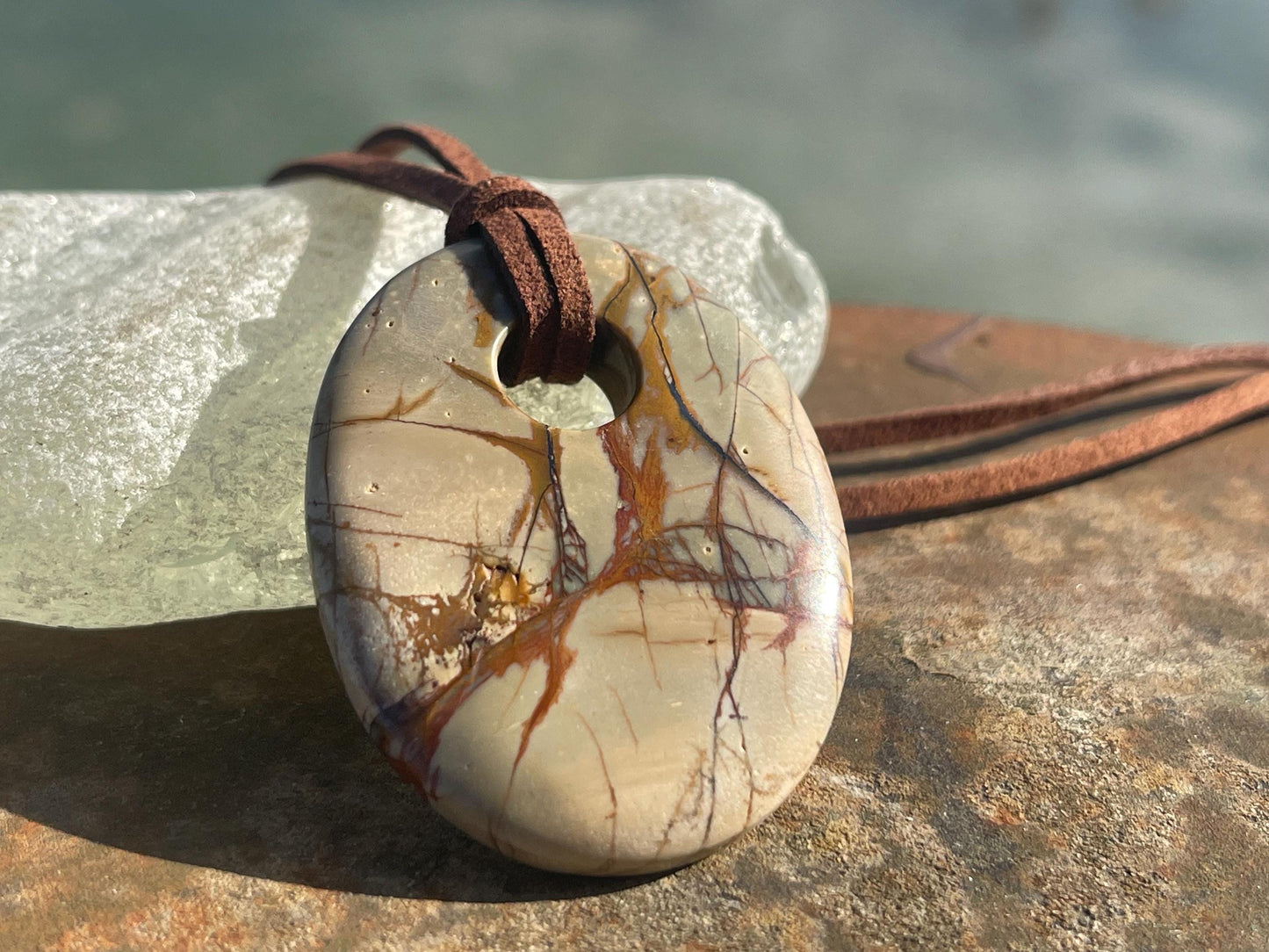 Picasso jasper gemstone necklace. Ethical jewellery, orange gemstone pendants. Stunning unique jewellery. Unique gifts. Unique earrings.