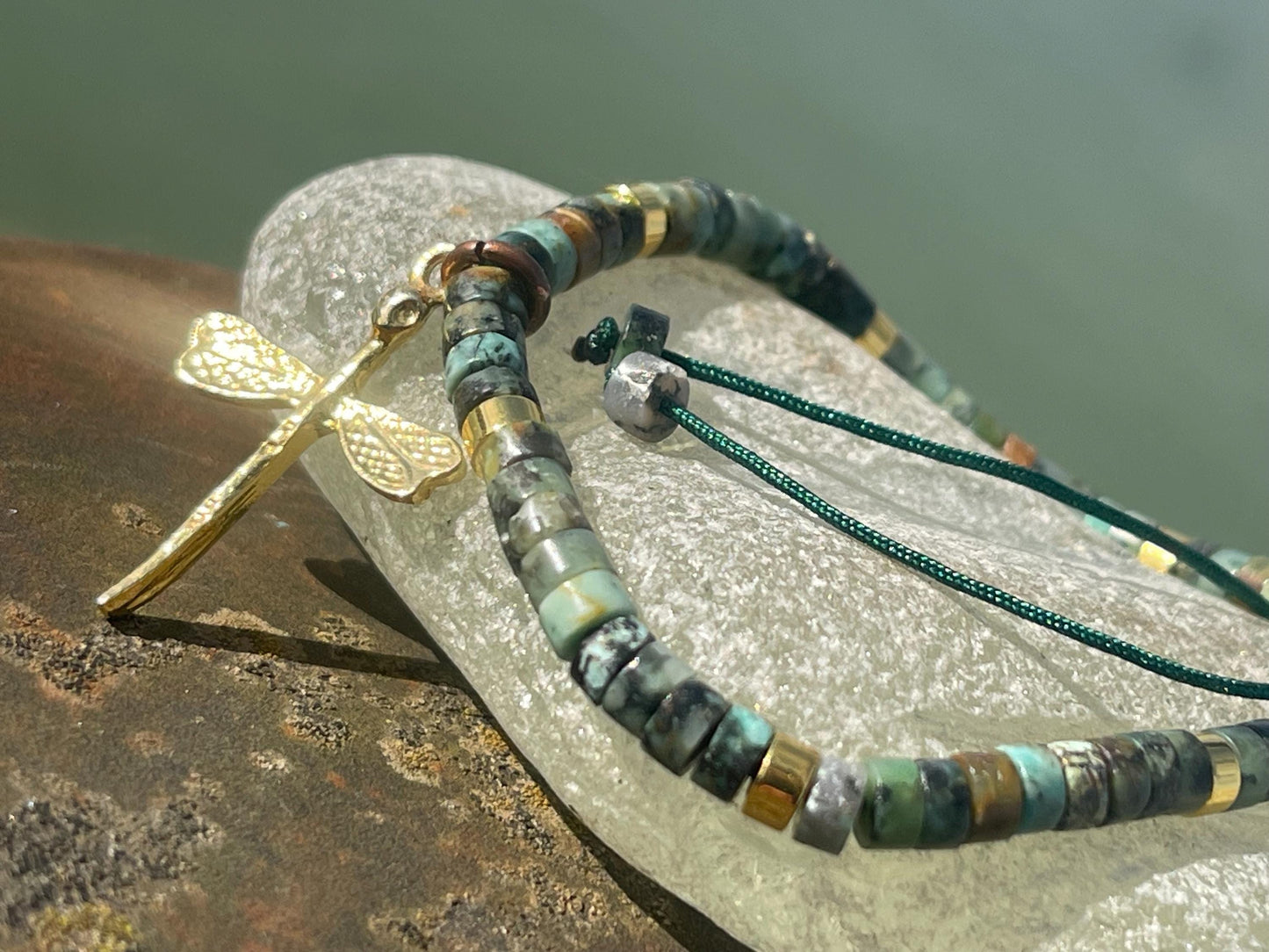 Adjustable Picasso jasper gemstone bracelet, handmade bracelet. Orange bracelet. Ethical jewellery, handmade unique jewellery.