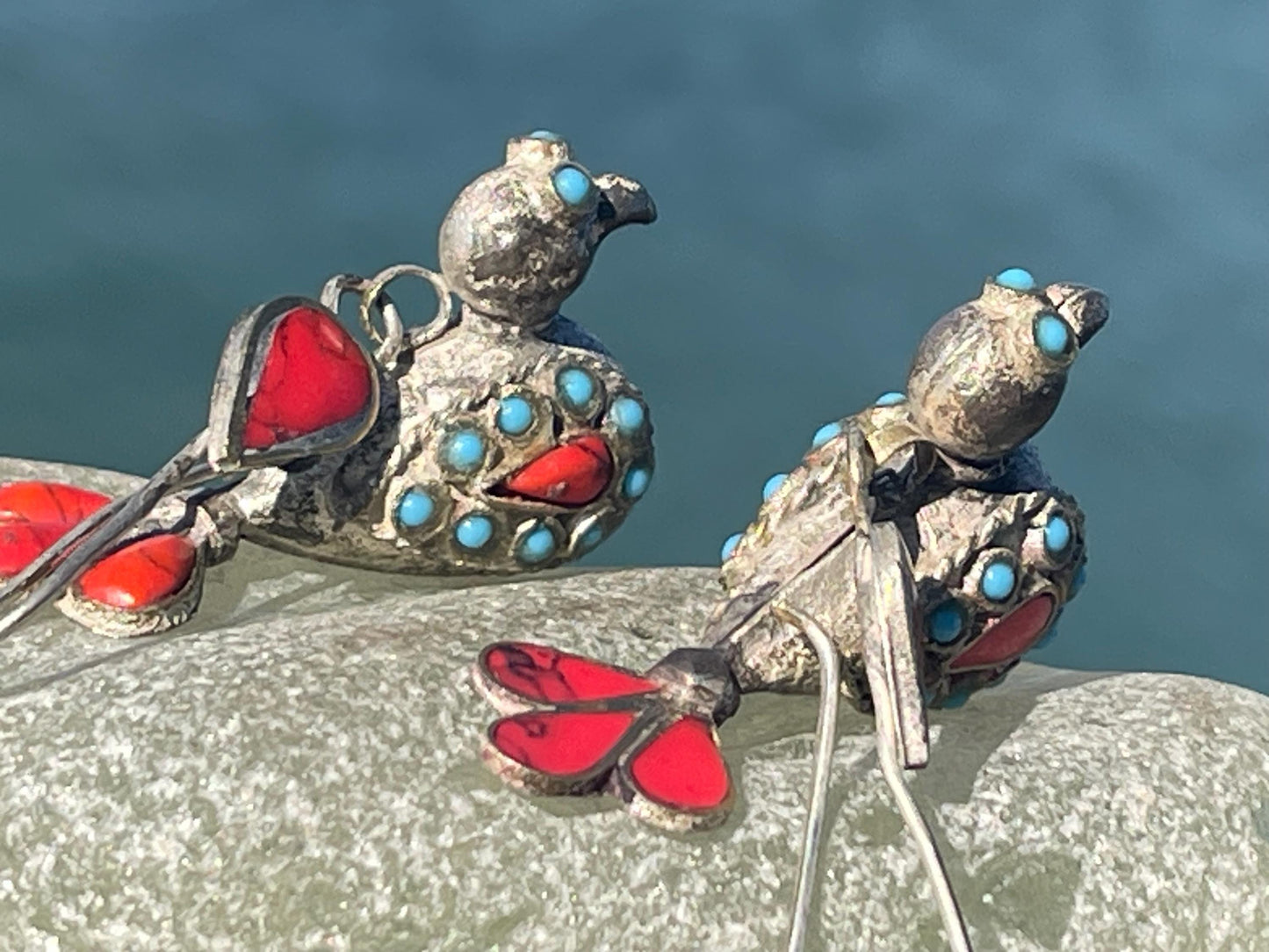 Gypsy jewellery, vintage bird earrings, silver bird earrings, vintage bird jewellery, ethical jewellery, gypsy earrings, unusual gift ideas