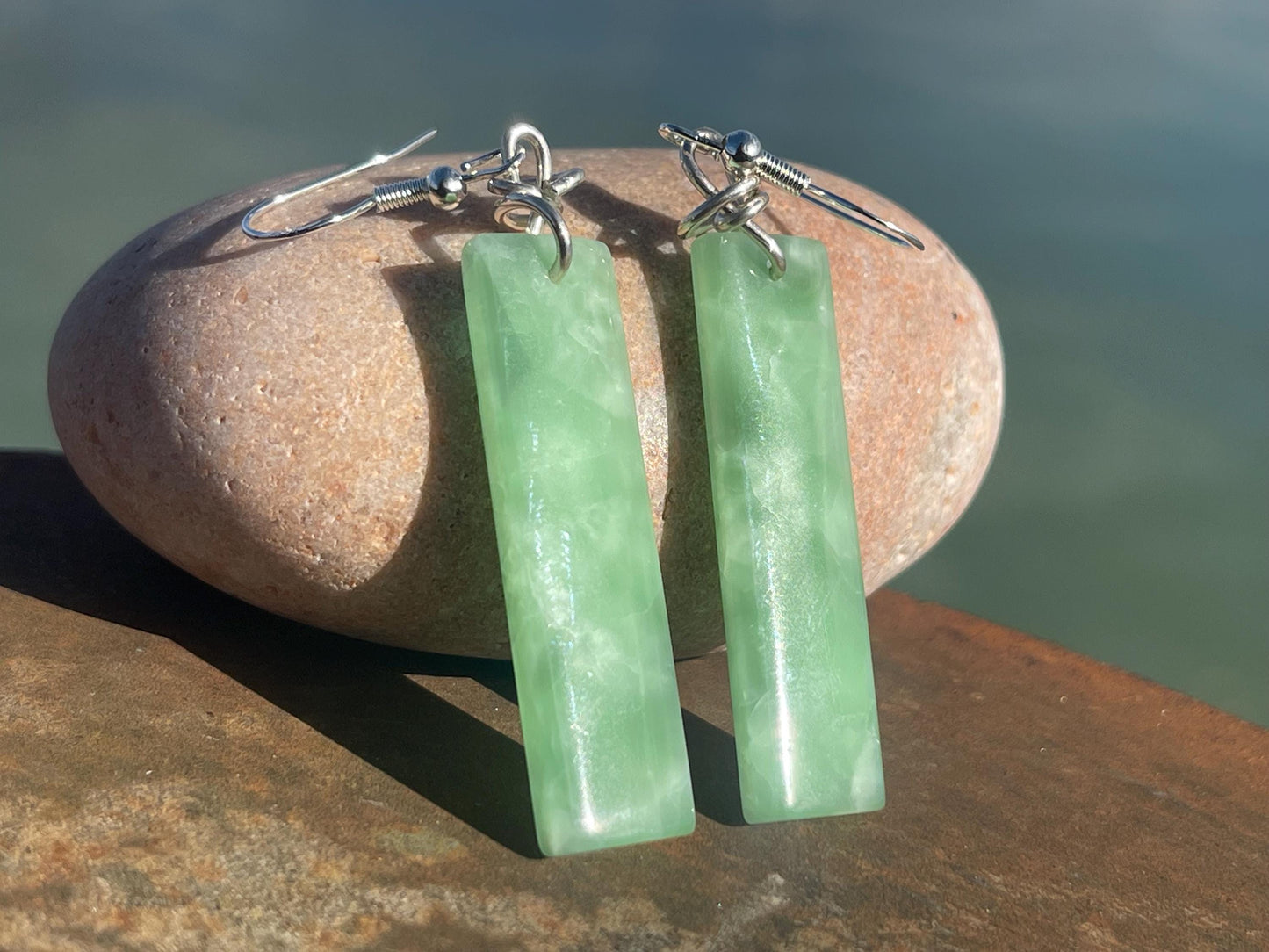 Green onyx earrings, green earrings, green jewellery, green onyx jewellery, handmade earrings, romantic gift for her, ethical jewellery