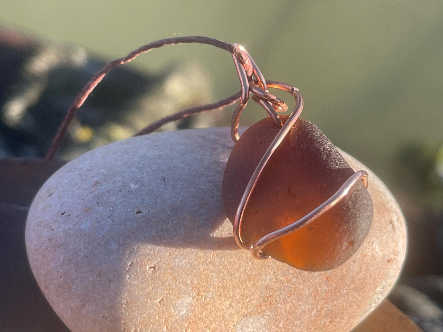 Sea glass necklace. Recycled necklace, gift for him. Ethical jewellery. Sea glass pendant. Eco friendly necklace. Eco friendly jewellery.