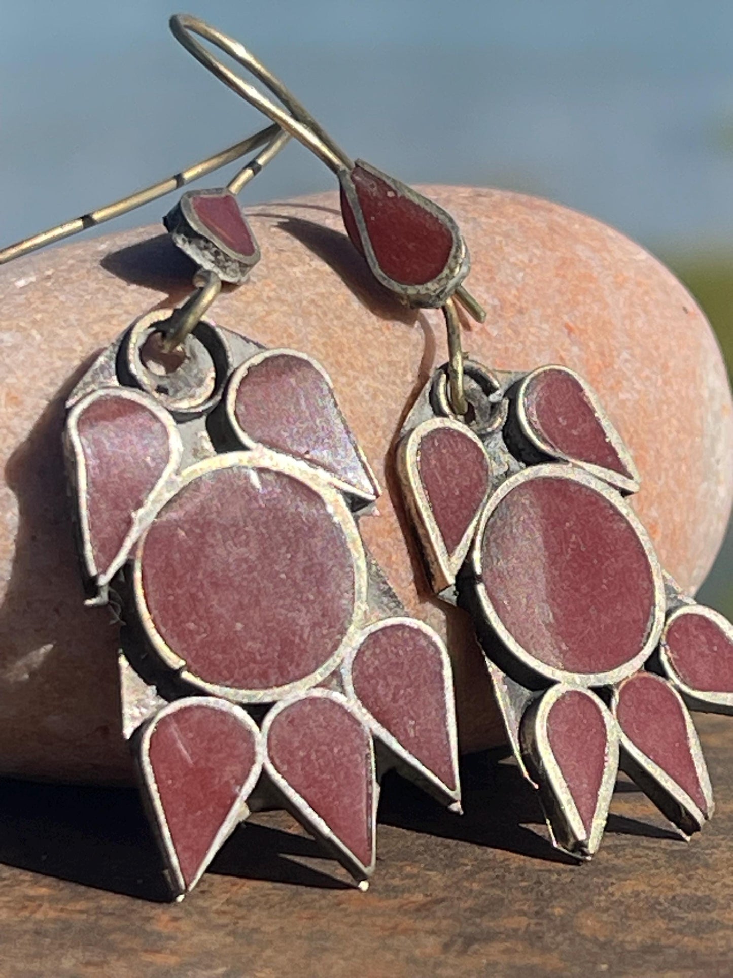 Gypsy jewellery, vintage teardrop earrings, red jewellery, ethical jewellery, gypsy earrings, romantic gifts, eco friendly jewellery