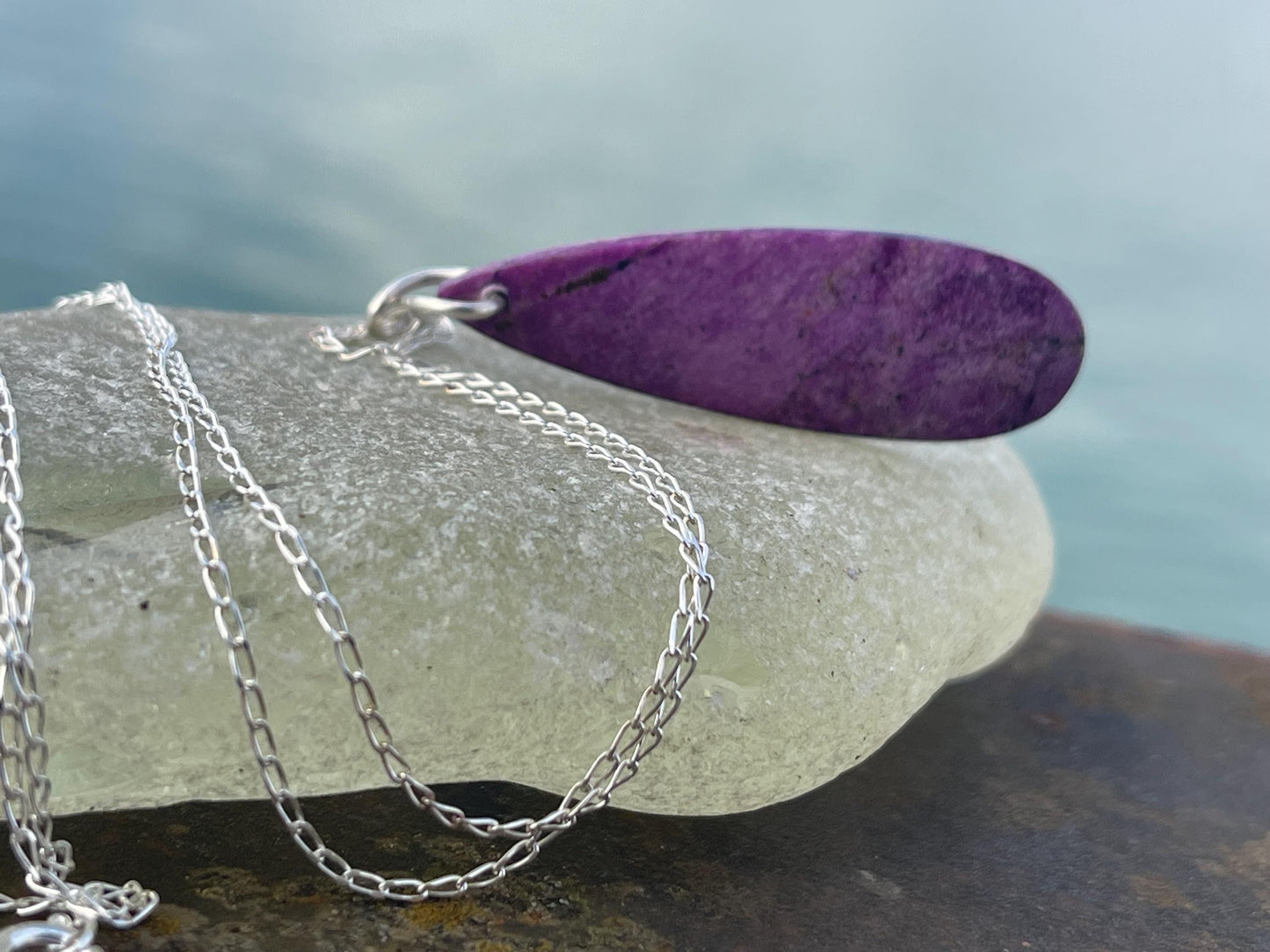 Charoite necklace, purple necklace. Handmade necklace, charoite jewellery, gift for her, unusual necklace, purple gemstone, unique jewellery