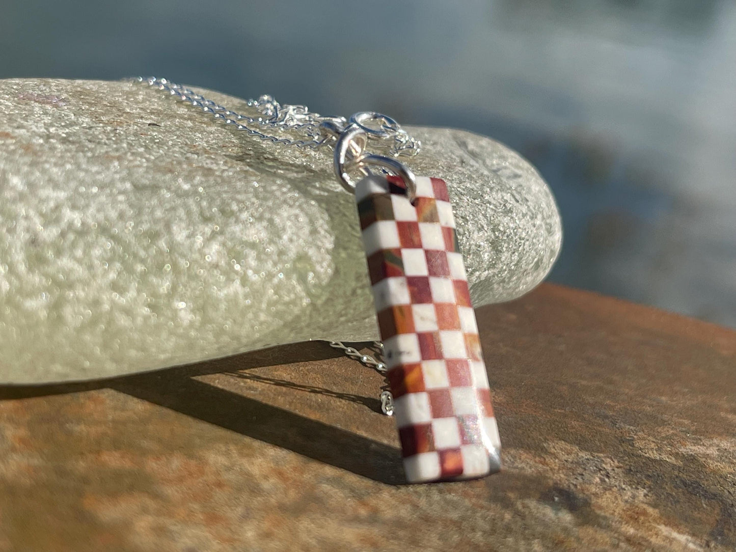 Fused gemstone necklace on recycled sterling silver. Ethical jewellery, lStunning unique jewellery. Unusual pendants.