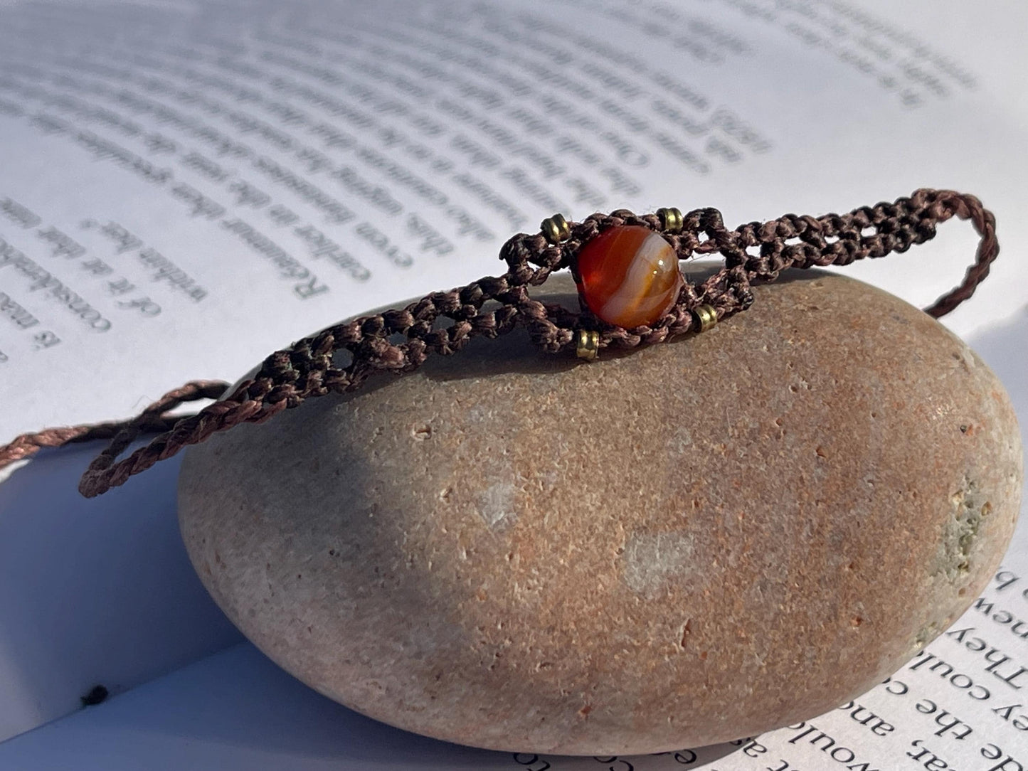 Stunning macrame wrapped carnelian gemstone bracelet, ethical jewellery, unusual jewellery, macrame jewellery. Orange macrame bracelet.
