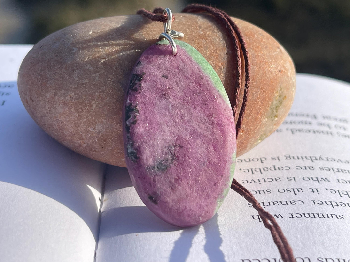 Ruby Fushsite necklace. Handmade necklace, gift for her, gift for him, unusual necklace, unique jewellery, ethical gift, ethical jewellery