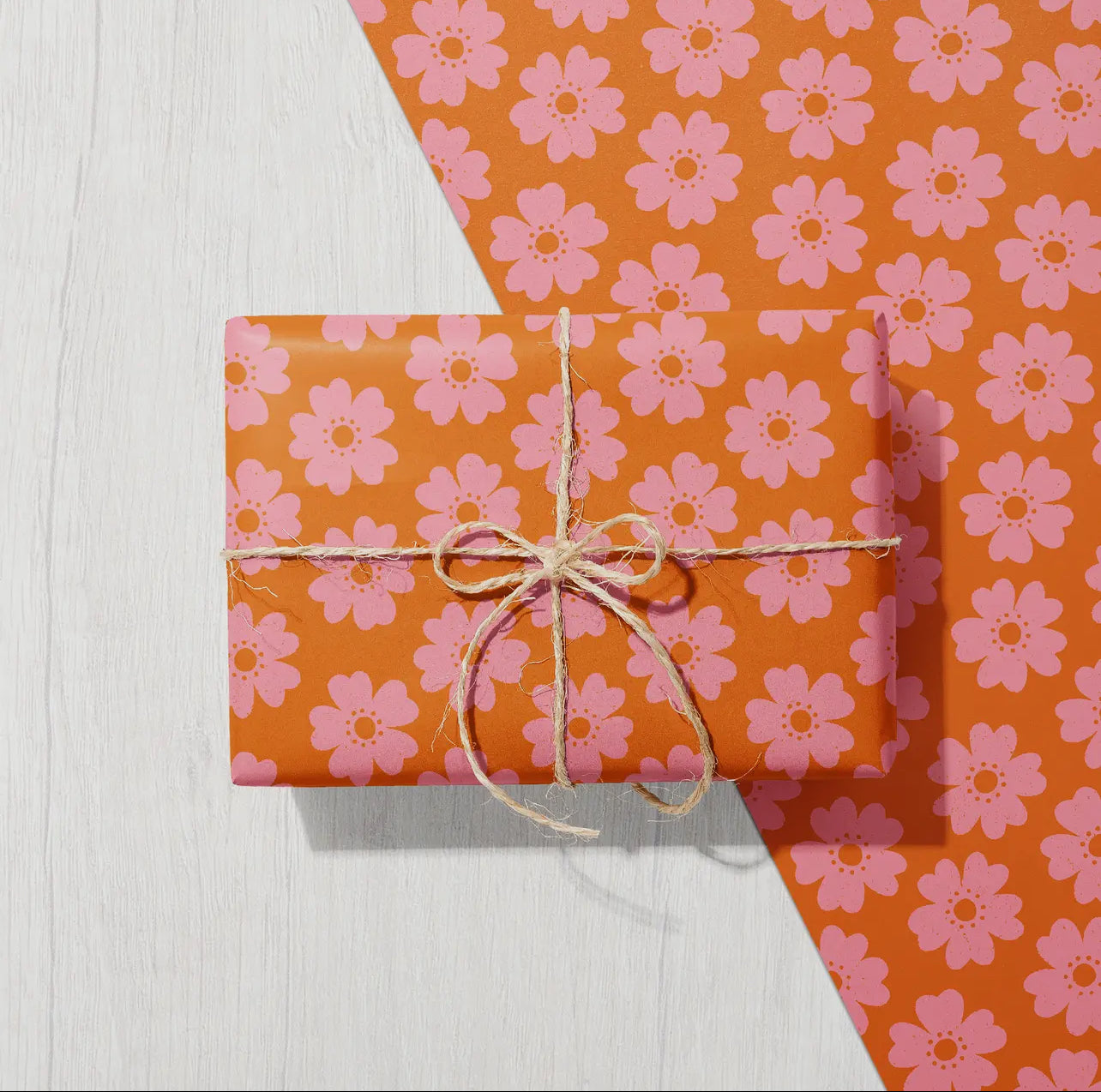 Recycled Rose Flower Wrapping Paper. Printed With Vegetable Inks.