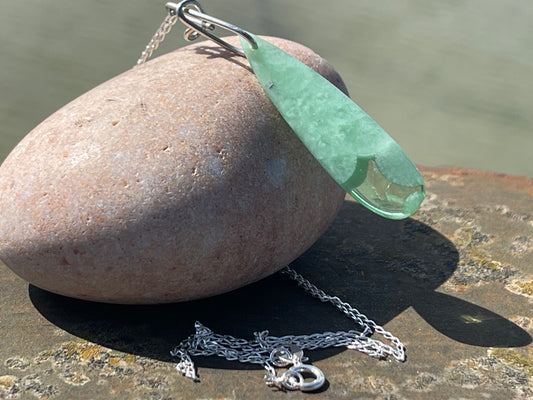 Green onyx pendant, green necklace, green jewellery, gift for him, boho handmade necklace,  romantic gift for her, ethical jewellery