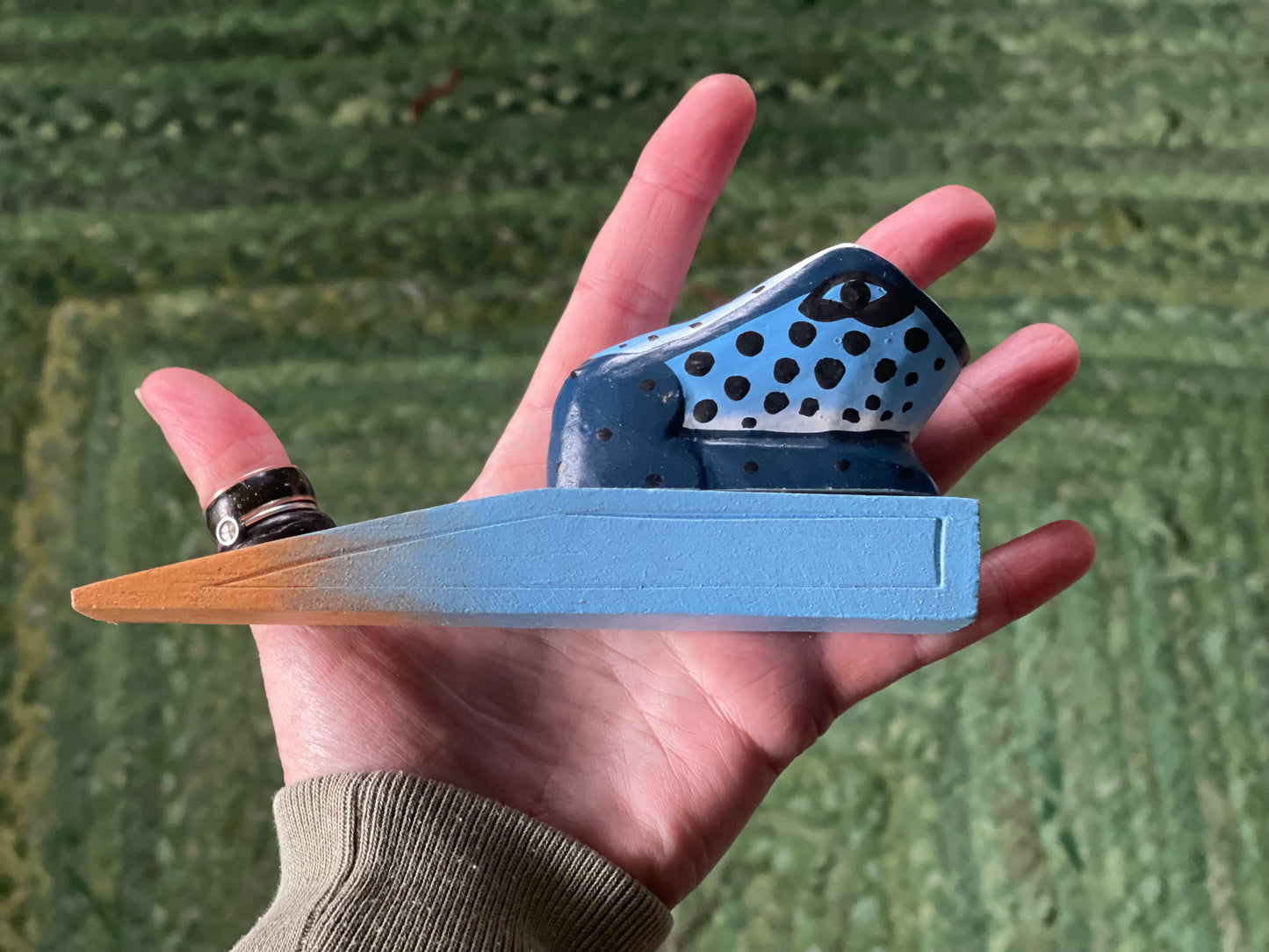 Frog door stop made from sustainable painted wood. Fun animal doorstop. Ethical gift ideas. Frog door stoppers.