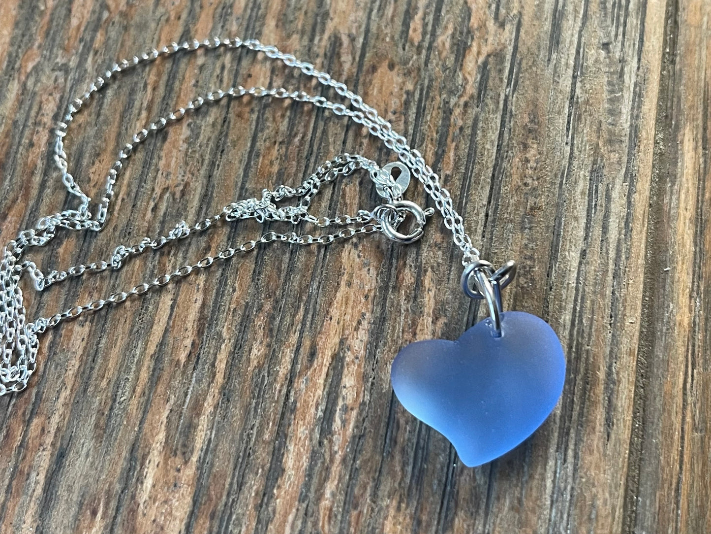 Sea glass heart necklace. Recycled necklace, gift for him. Ethical jewellery. Sea glass pendant. Eco friendly necklace, boho surf jewellery