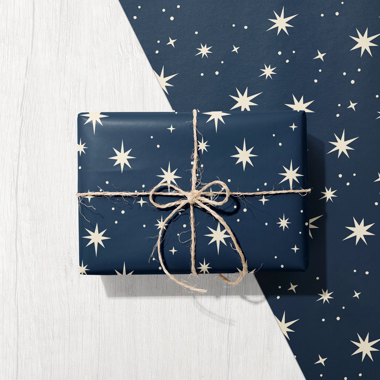 Recycled Wrapping Paper. Galaxy and Stars. Printed With Vegetable Inks. Blue Wrapping Paper.