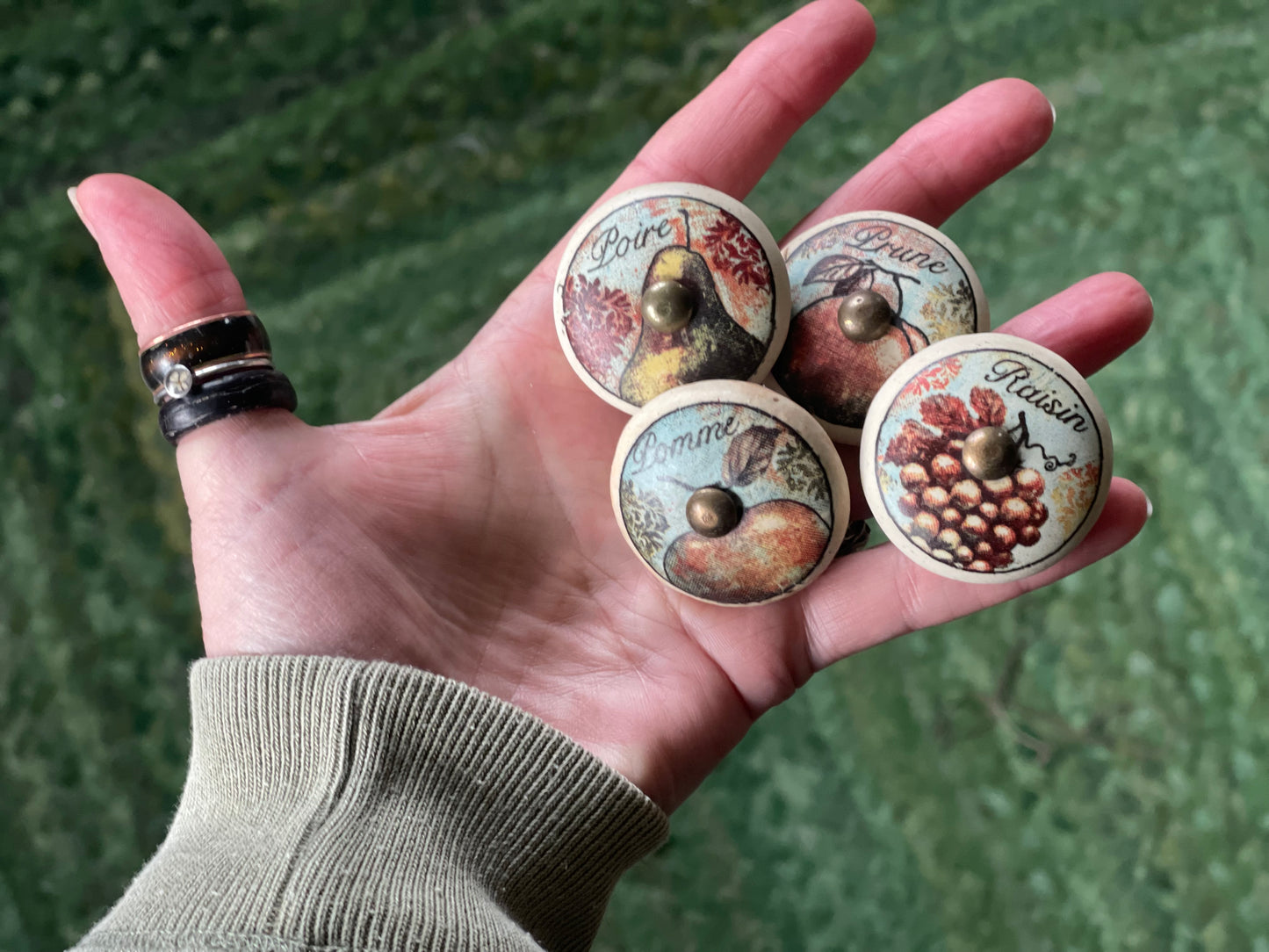 Vintage French door knob’s. Set of 4. Vintage home furnishings. Unique door knobs. Unique home decor. Boho kitchen.