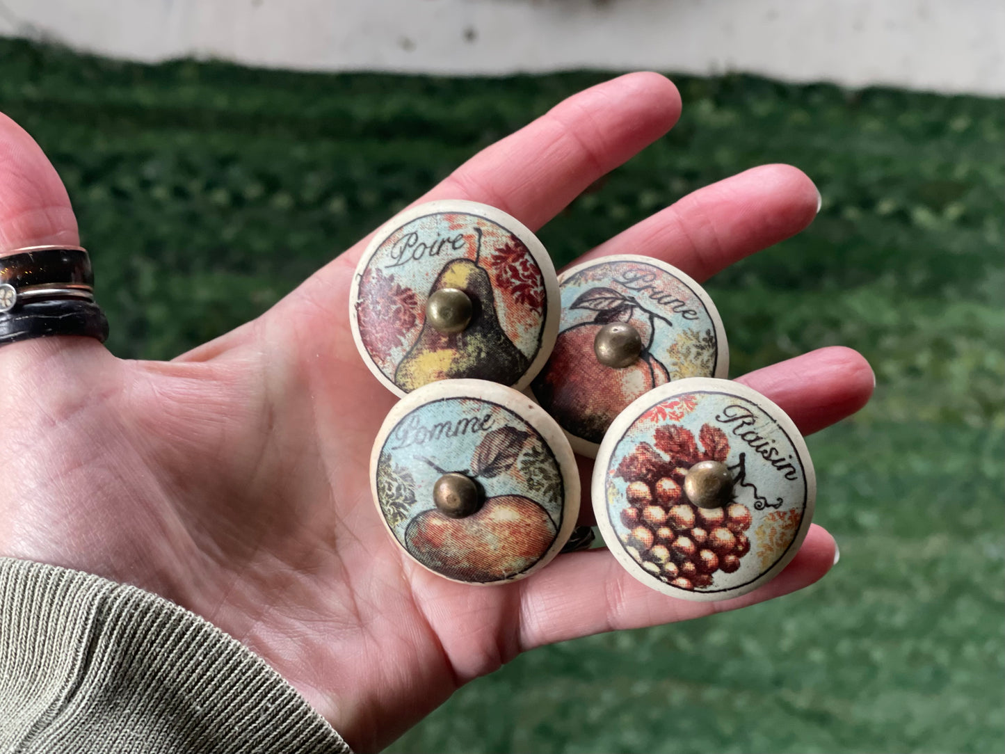 Vintage French door knob’s. Set of 4. Vintage home furnishings. Unique door knobs. Unique home decor. Boho kitchen.