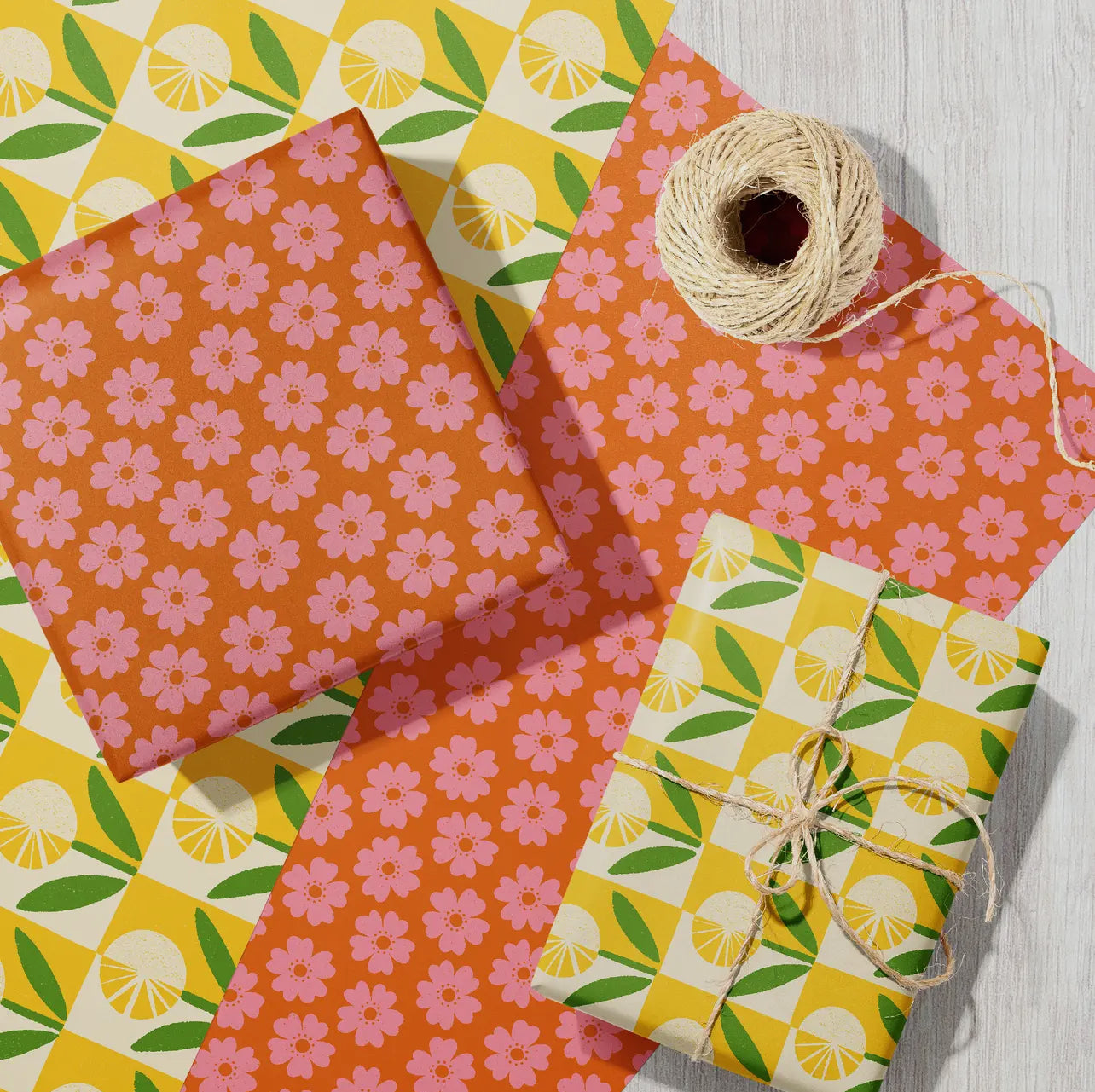 Recycled Rose Flower Wrapping Paper. Printed With Vegetable Inks.