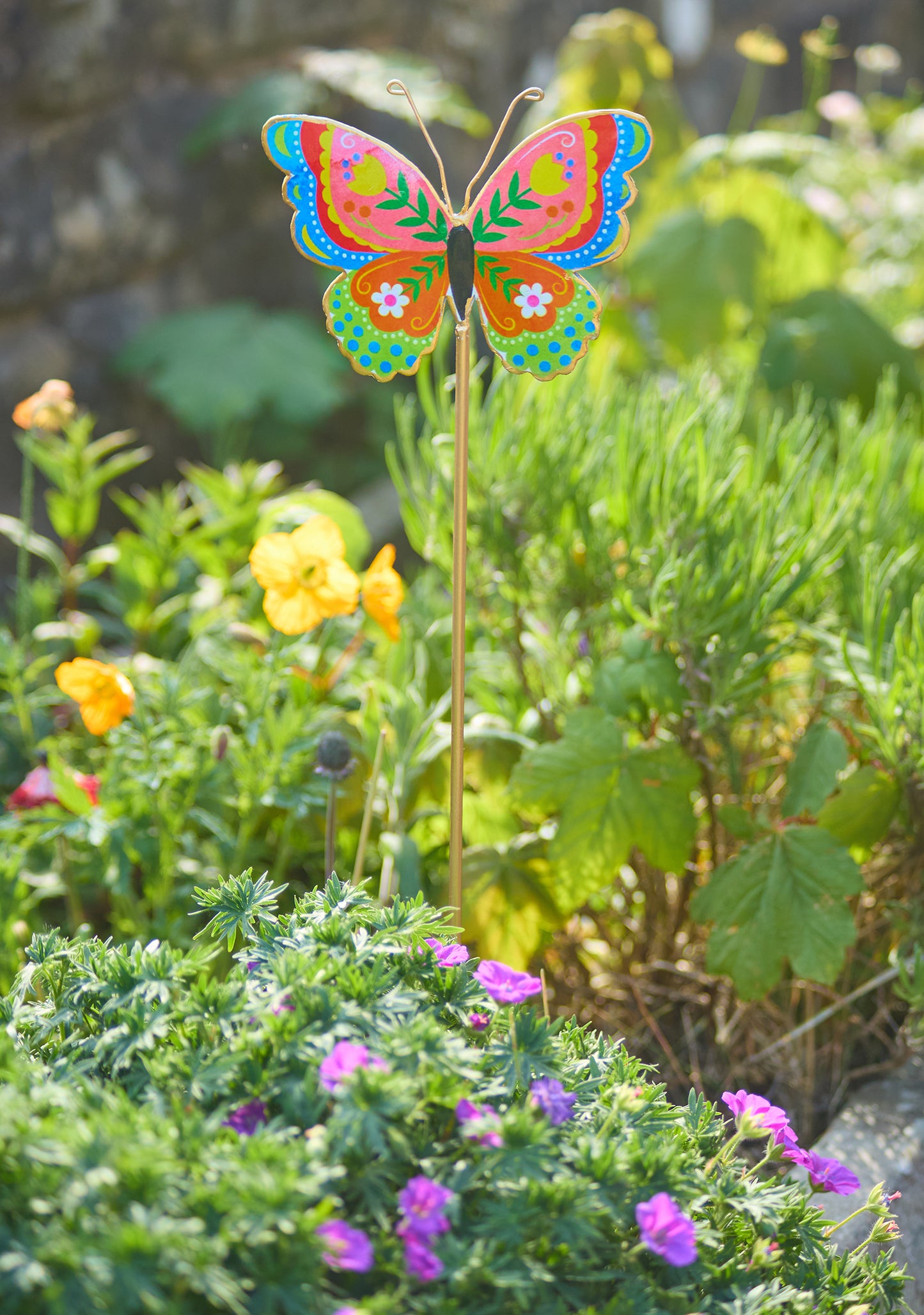 Butterfly garden stake. Beautiful garden decoration in the shape of a butterfly. Garden decor. Butterfly garden sculpture.