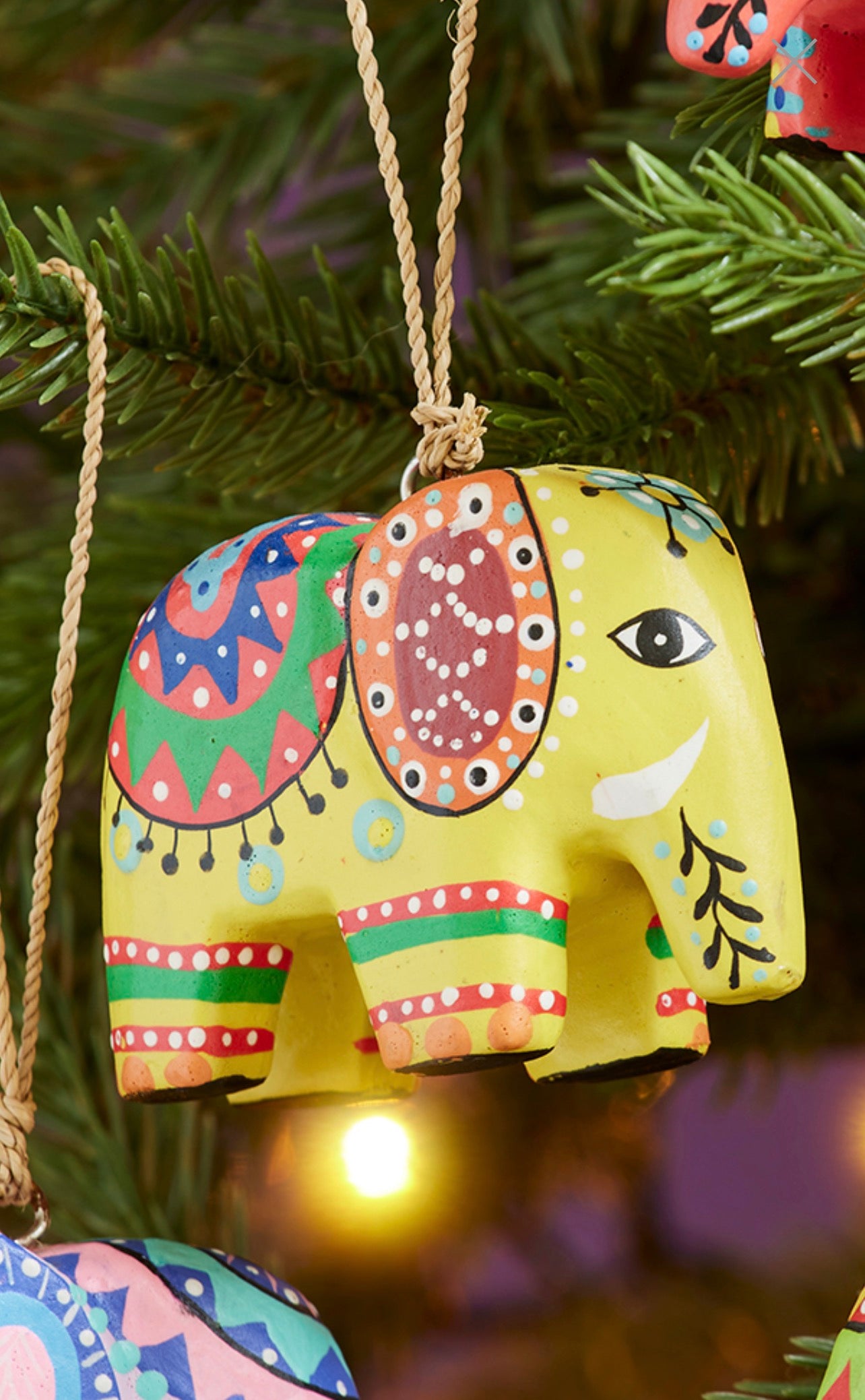 Wooden elephant decorations - set of 4. Colourful elephants. New home gifts. Colourful home decorations.